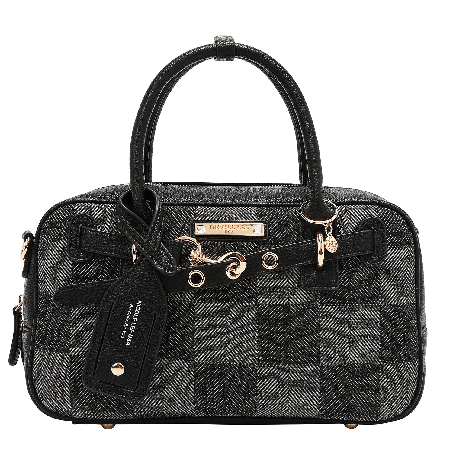 BOLSO BOSTON CHIC CON CUADROS (NEGRO)