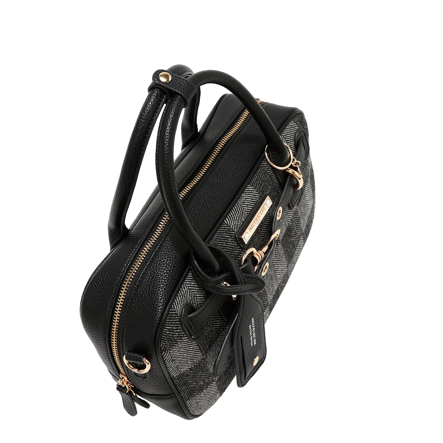 BOLSO BOSTON CHIC CON CUADROS (NEGRO)