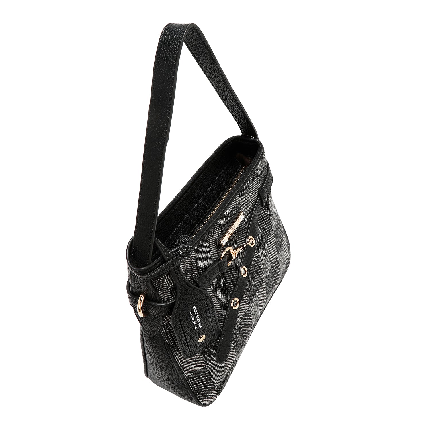 BOLSO HOBO CHIC CON CUADROS (NEGRO)