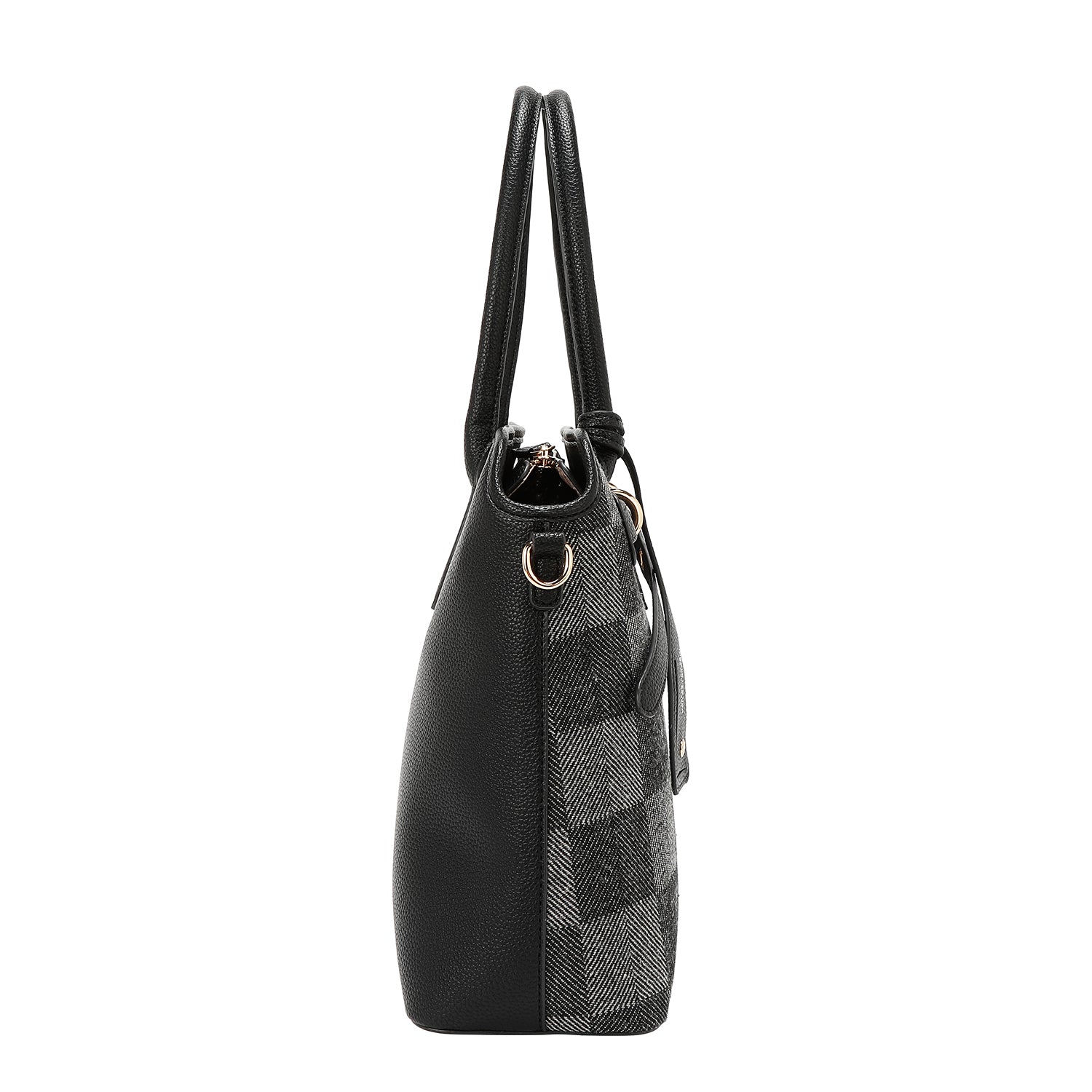 BOLSO TOTE CHIC CON CUADROS (NEGRO)