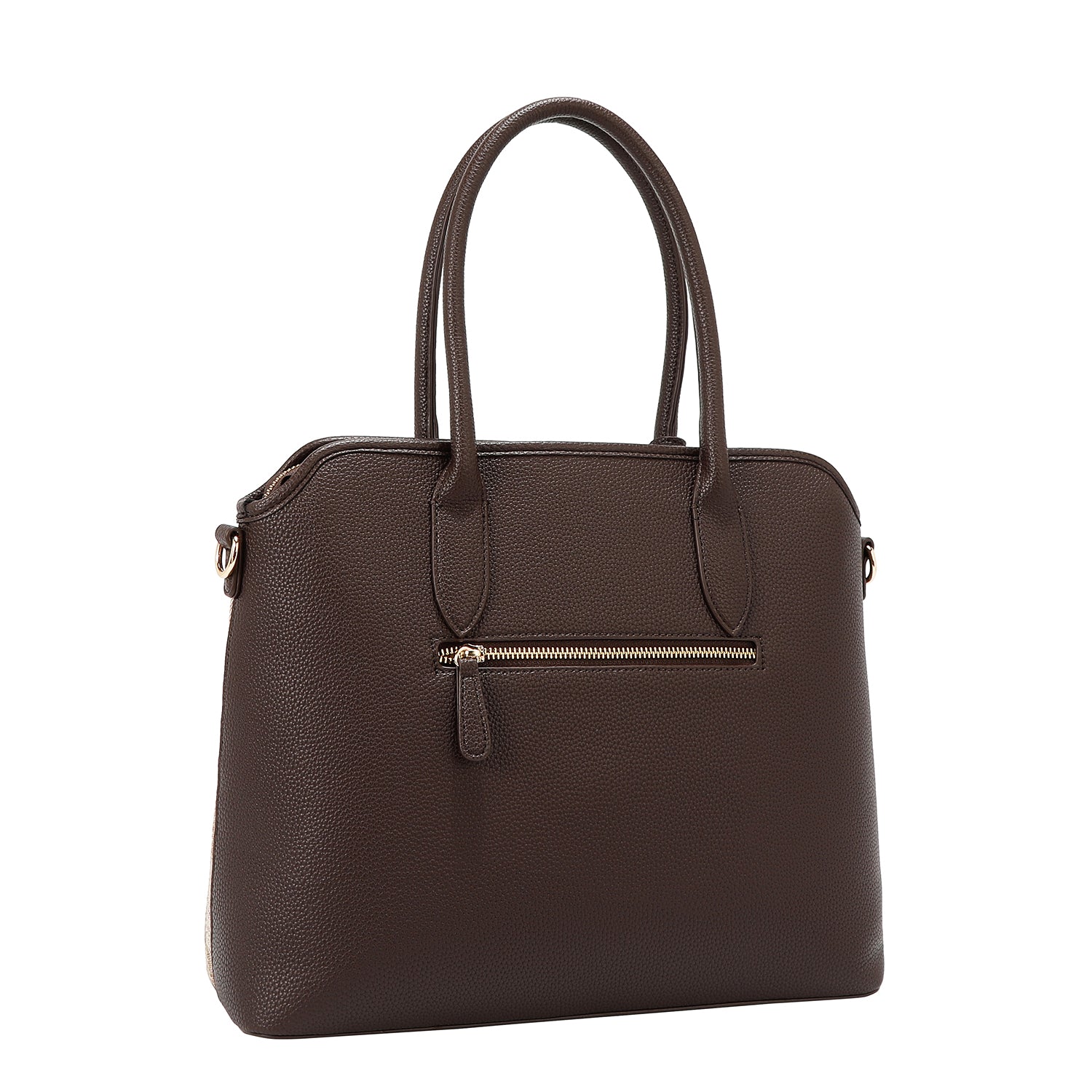 BOLSO TOTE CHIC CON CUADROS (MARRON CLARO)