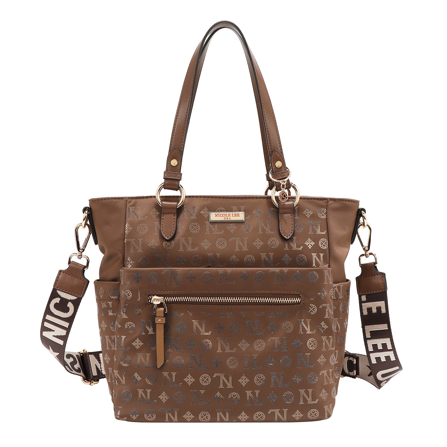 BOLSO DE MANO CON MONOGRAMA (MARRON)