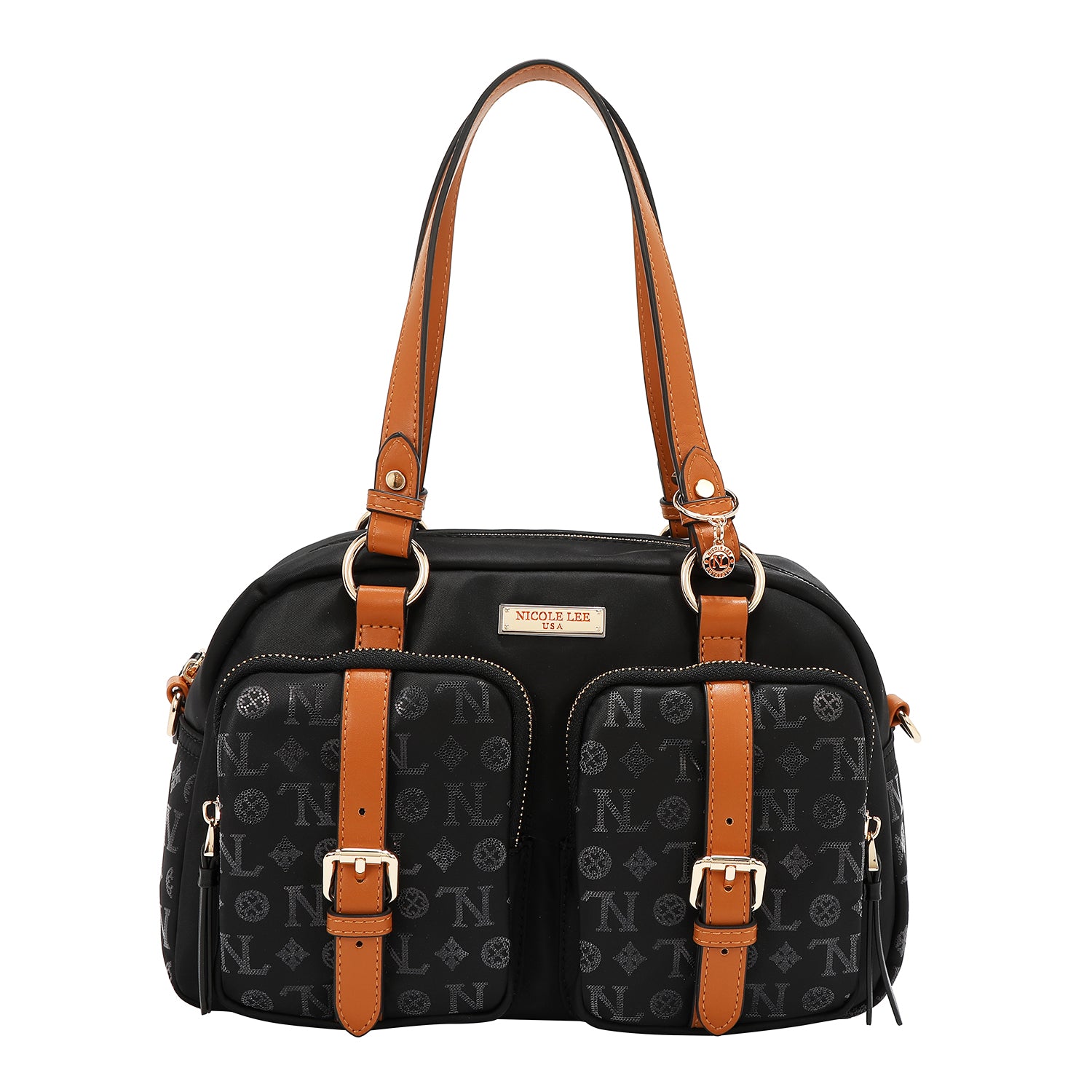 BOLSO BOSTON CON LOGOTIPO MONOGRAMA (NEGRO)