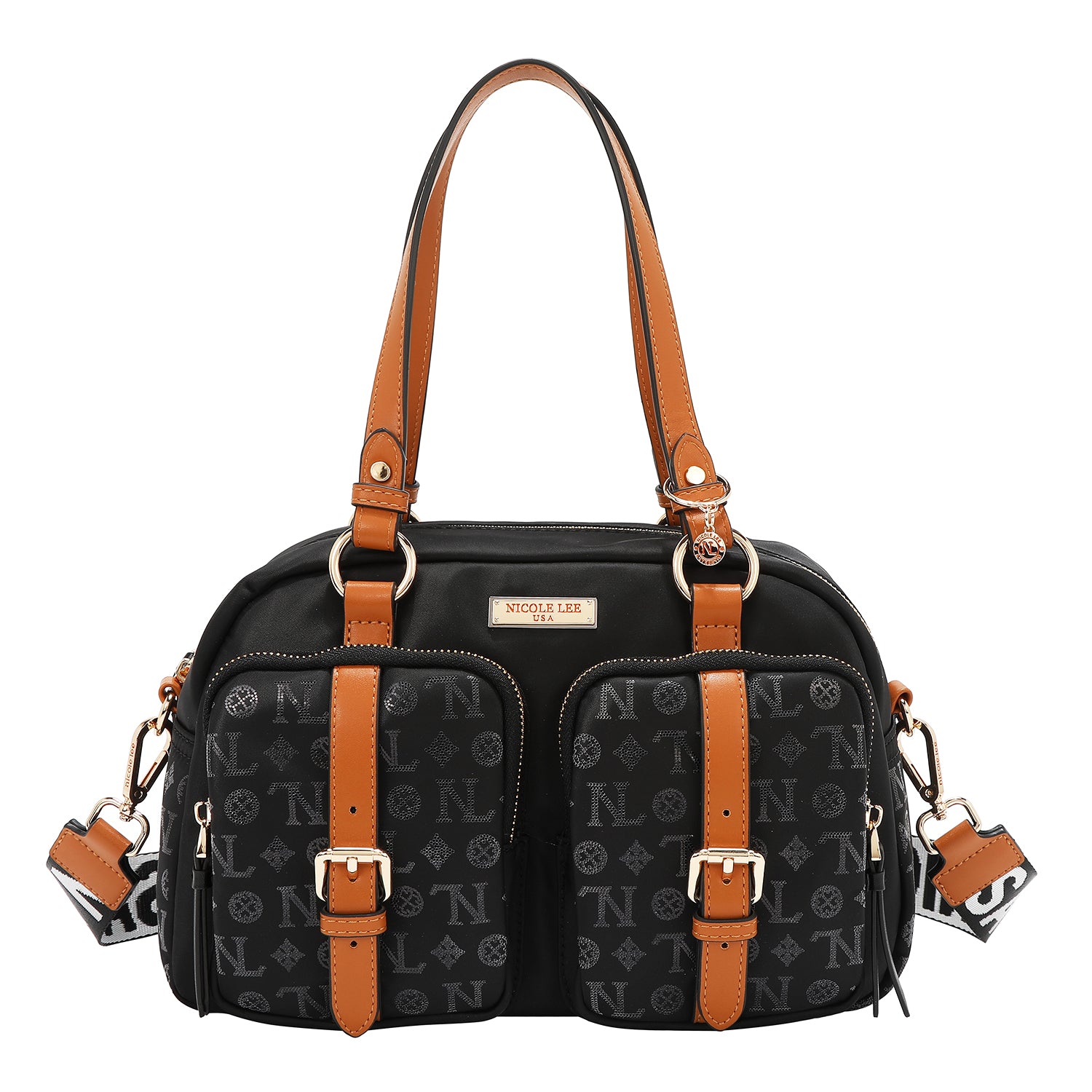 BOLSO BOSTON CON LOGOTIPO MONOGRAMA (NEGRO)