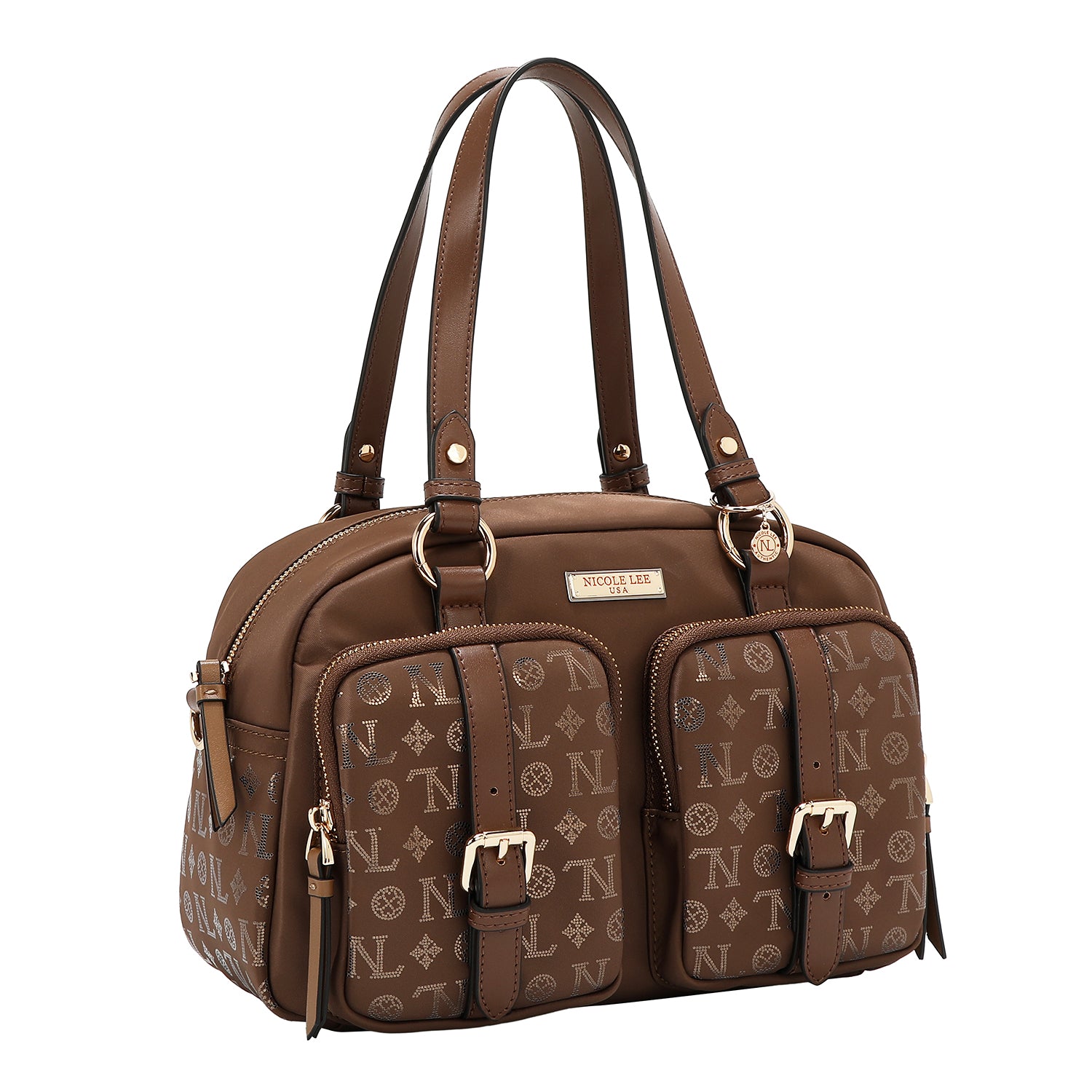 BOLSO BOSTON CON LOGOTIPO MONOGRAMA (MARRON)