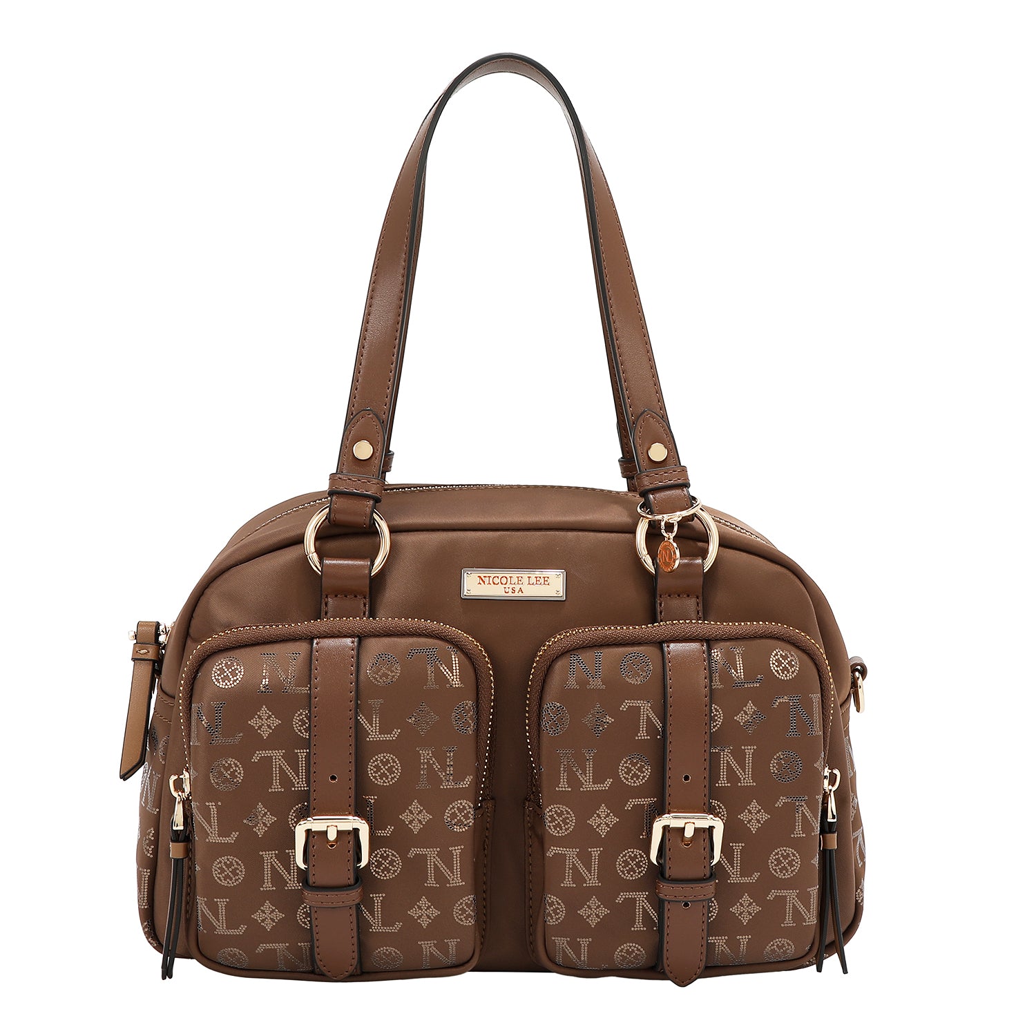 BOLSO BOSTON CON LOGOTIPO MONOGRAMA (MARRON)
