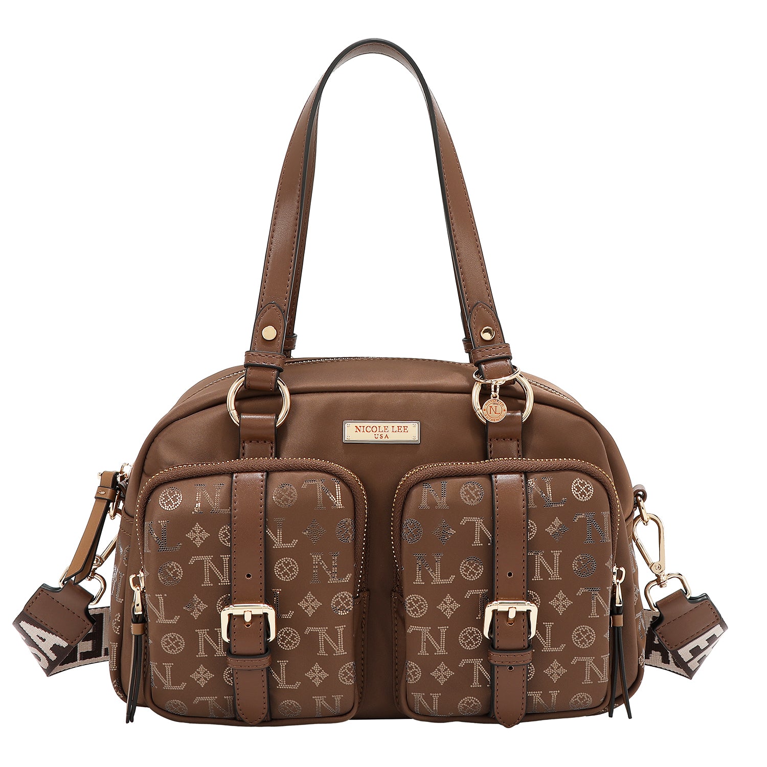 BOLSO BOSTON CON LOGOTIPO MONOGRAMA (MARRON)