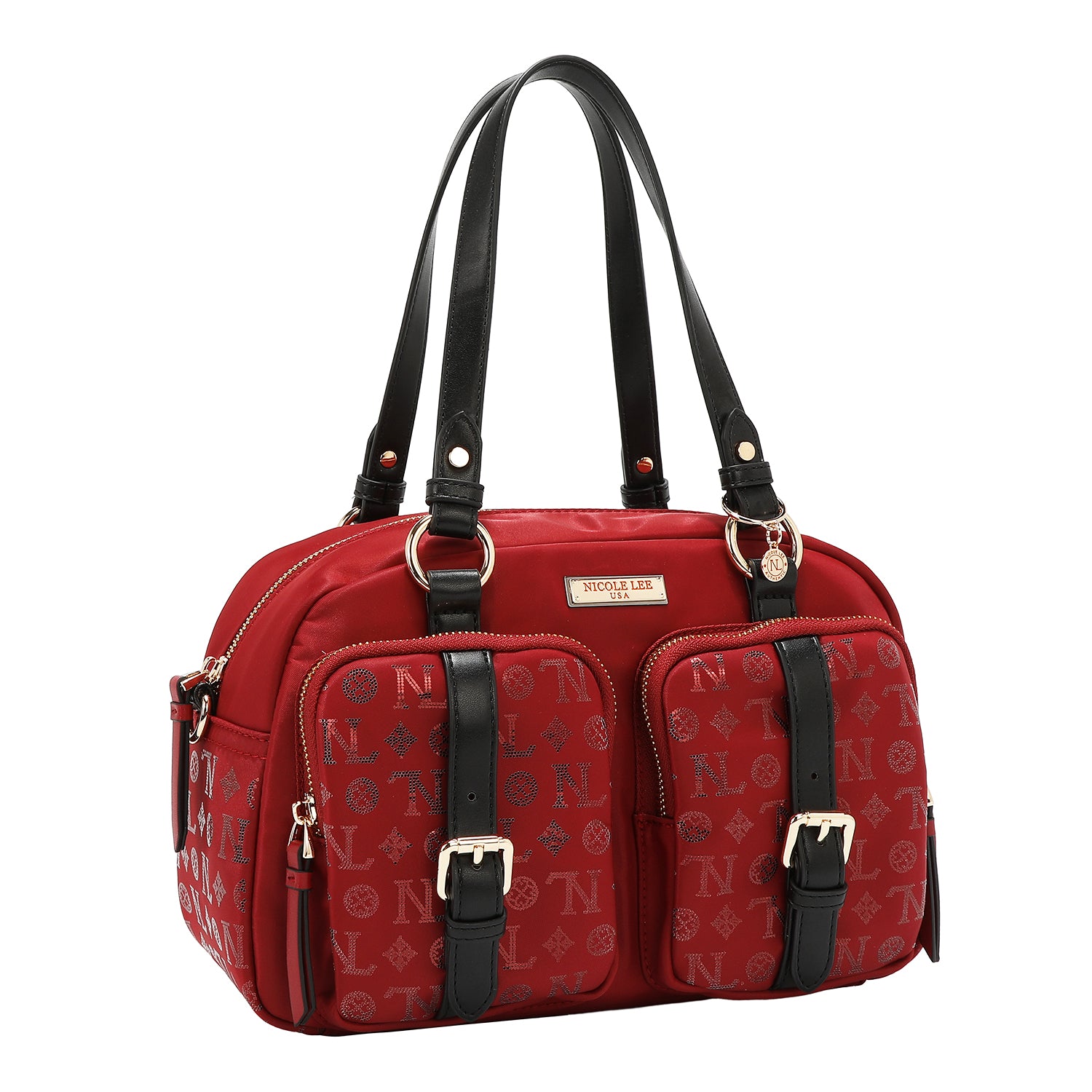 BOLSO BOSTON CON LOGOTIPO MONOGRAMA (ROJO)