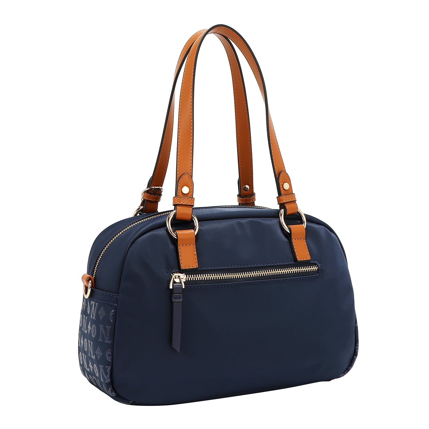 BOLSO BOSTON CON LOGOTIPO MONOGRAMA (AZUL)