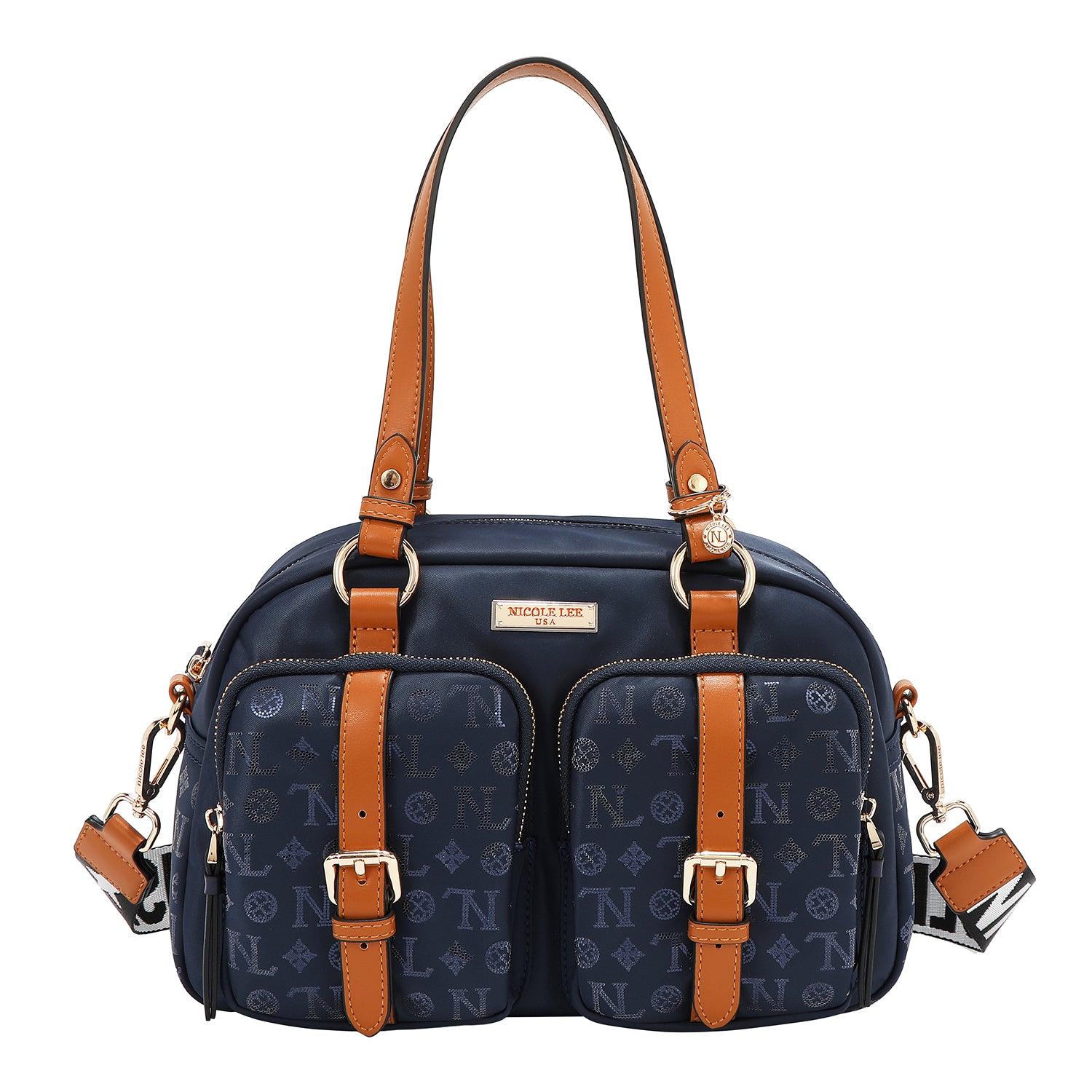 BOLSO BOSTON CON LOGOTIPO MONOGRAMA (AZUL)
