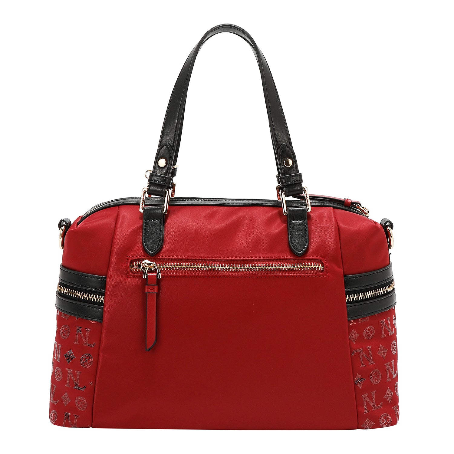 BOLSO SATCHEL CON LOGOTIPO MONOGRAMA (ROJO)