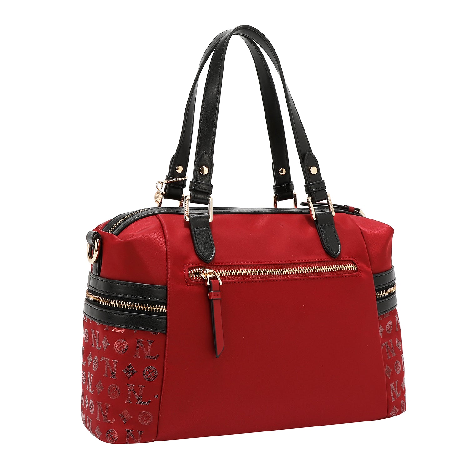 BOLSO SATCHEL CON LOGOTIPO MONOGRAMA (ROJO)