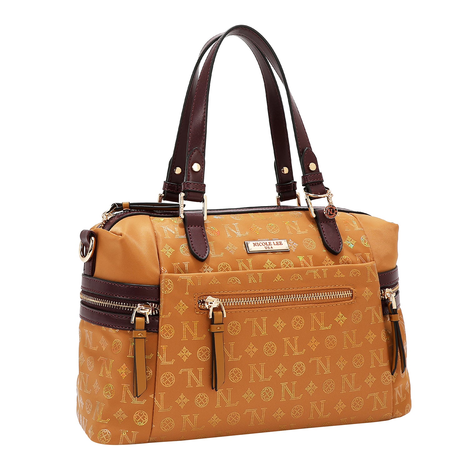SATCHEL-TASCHE MIT MONOGRAMM-LOGO (KAMEL)