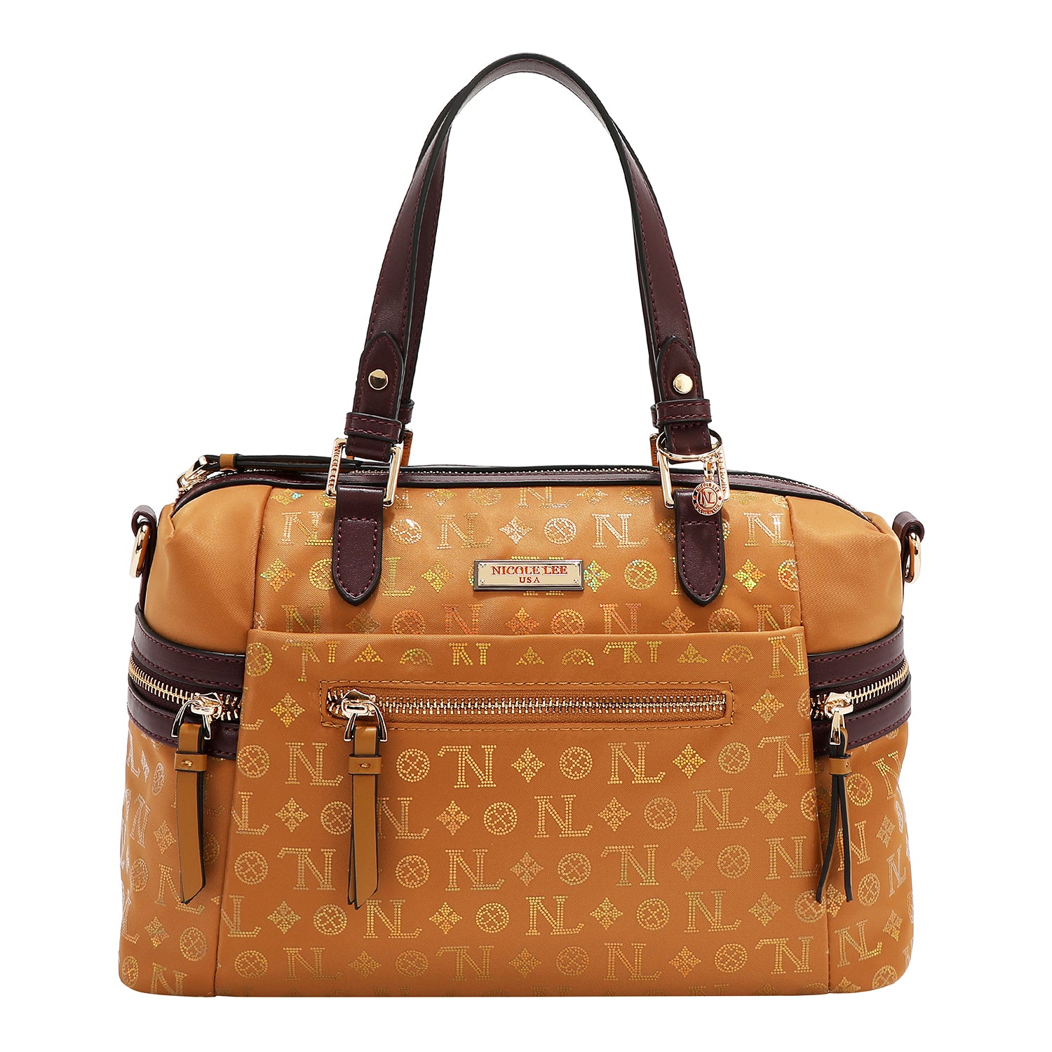 SATCHEL-TASCHE MIT MONOGRAMM-LOGO (KAMEL)