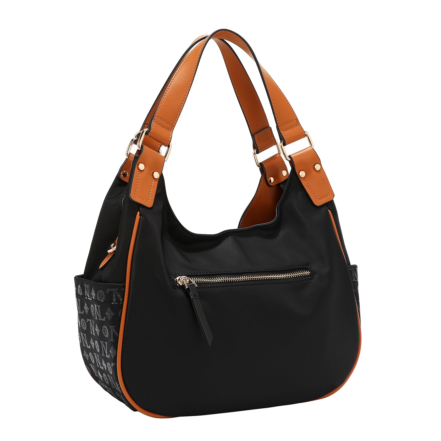BOLSO DE HOMBRO CON LOGO MONOGRAMA (NEGRO)