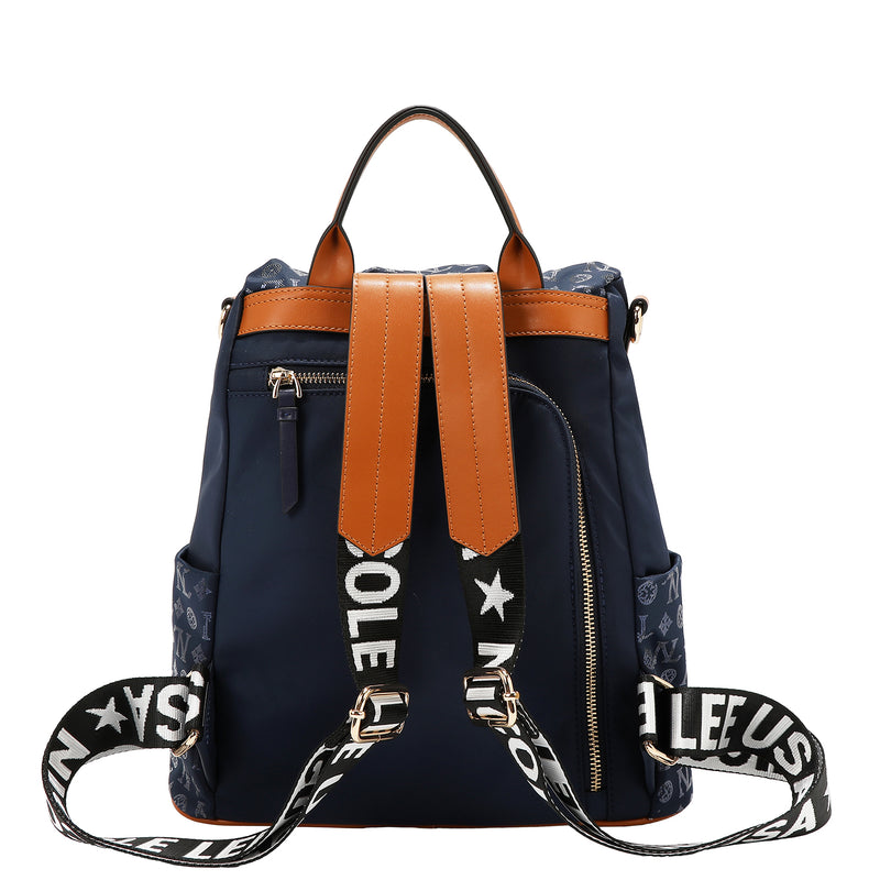 BACKPACK WITH MONOGRAM LOGO (BLUE) – Nicole Lee