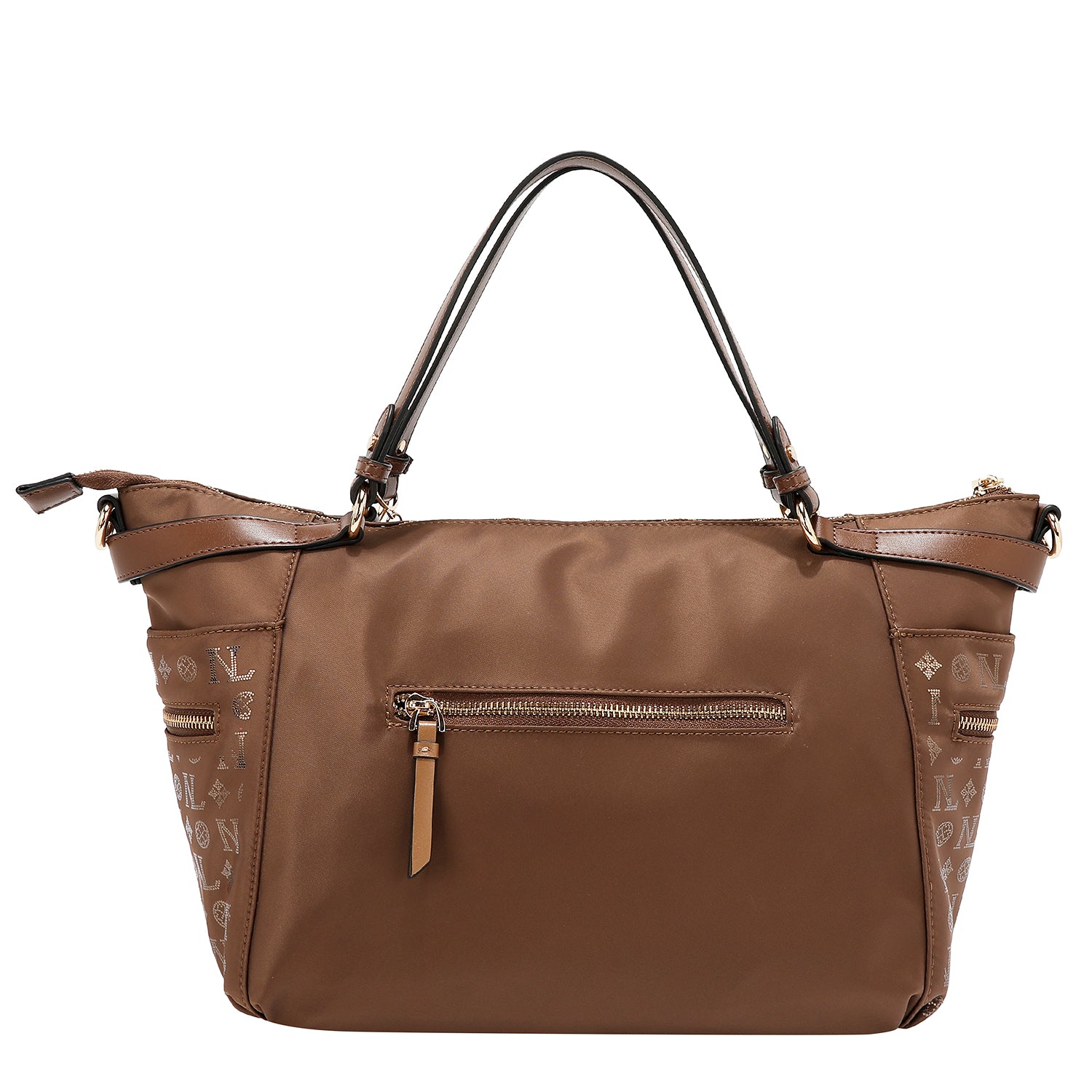 BOLSO DE COMPRAS CON LOGOTIPO MONOGRAMA (MARRON)