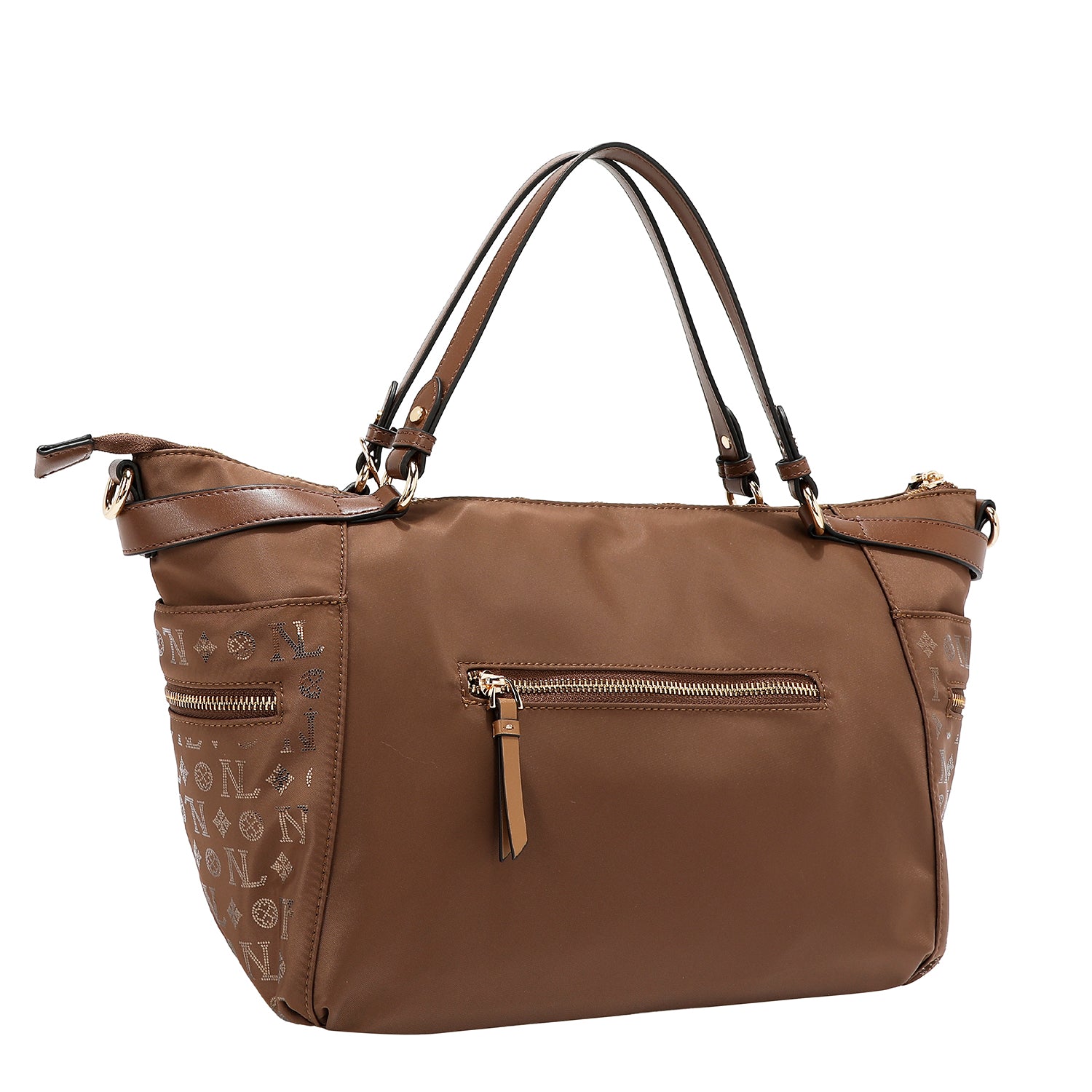 BOLSO DE COMPRAS CON LOGOTIPO MONOGRAMA (MARRON)