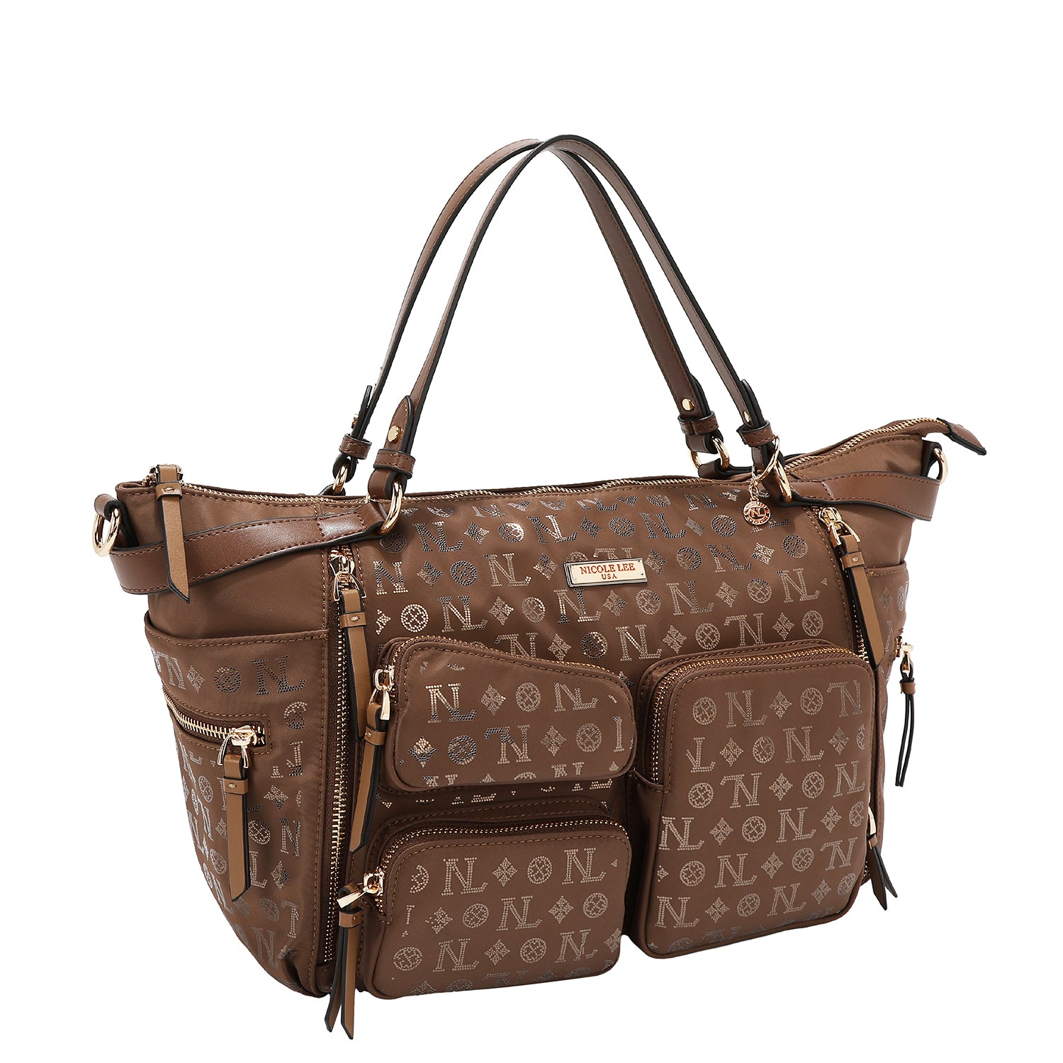 BOLSO DE COMPRAS CON LOGOTIPO MONOGRAMA (MARRON)