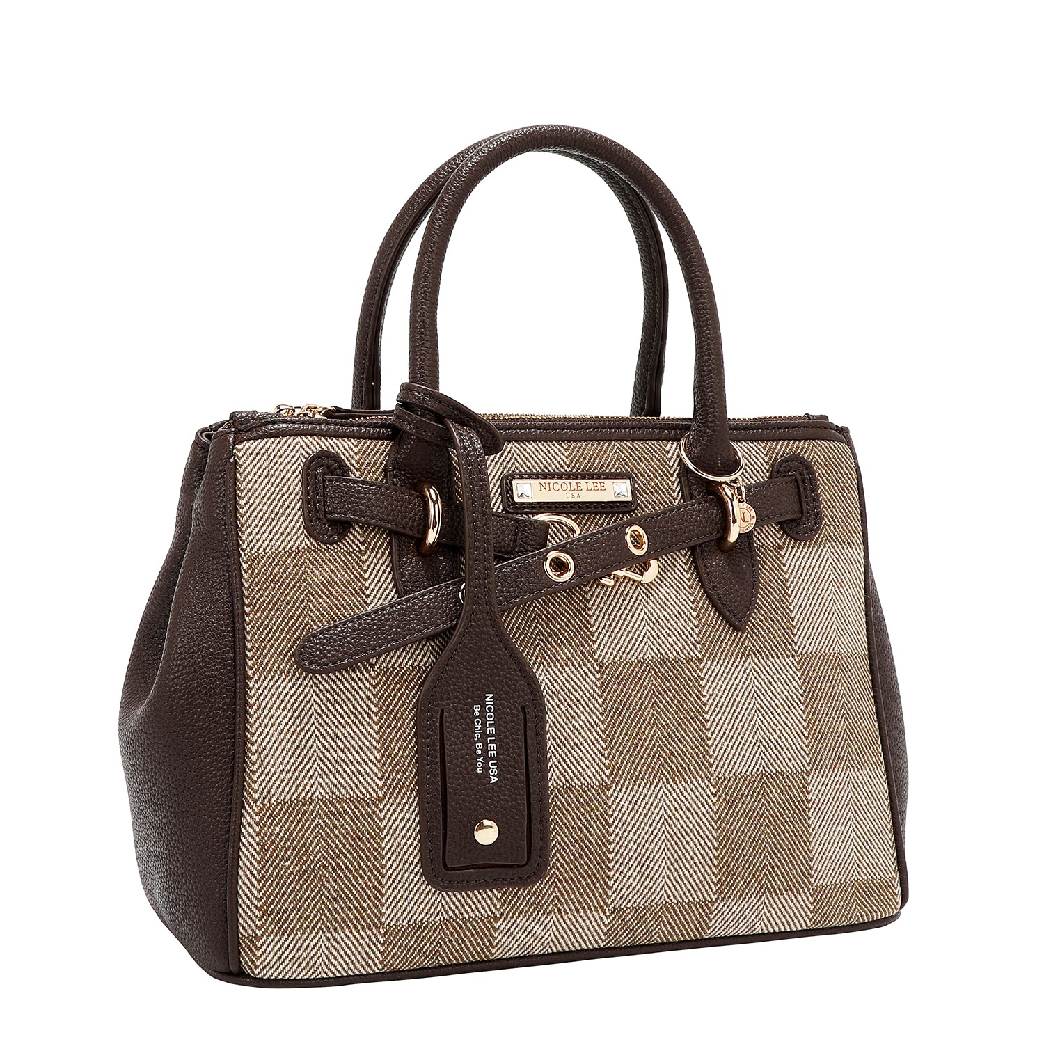 BOLSO DE CUADROS CHIC (MARRON CLARO)