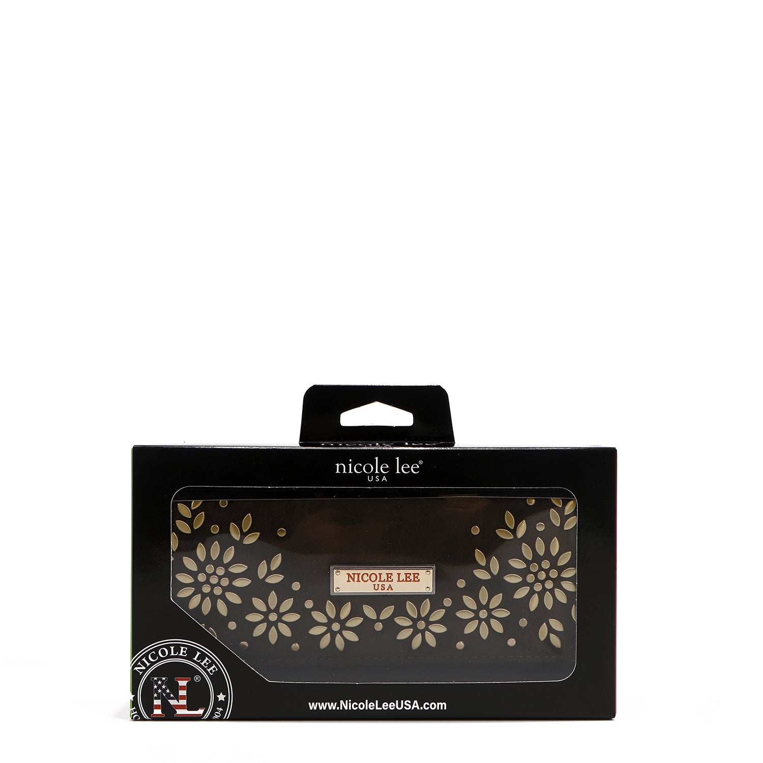 CARTERA LARGA TRIPLE CON DISEÑO FLORAL (OLIVA)