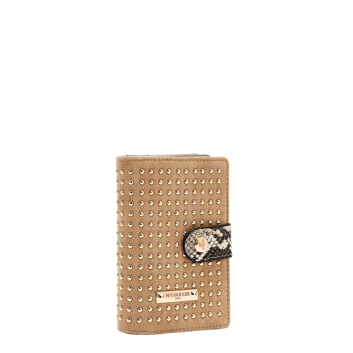 CARTERA CON TACHUELAS (TAUPE)