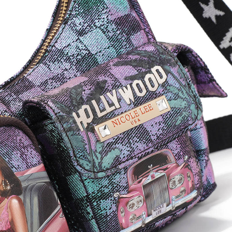 BOLSA DE OMBRO COM CHEQUES DENIM (<tc>HOLLYWOOD DRIVE</tc>)