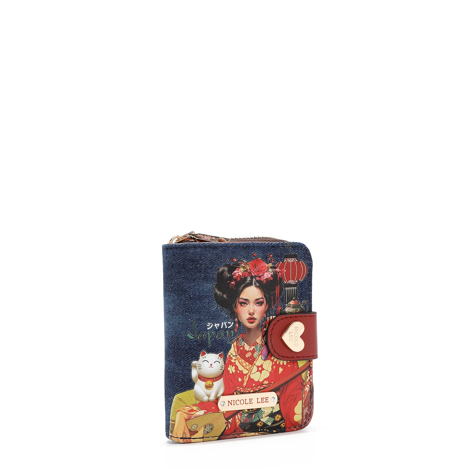 PORTAFOGLIO PIEGHEVOLE A CUORE IN DENIM (<tc>AKIKO LA BELLEZA</tc>)