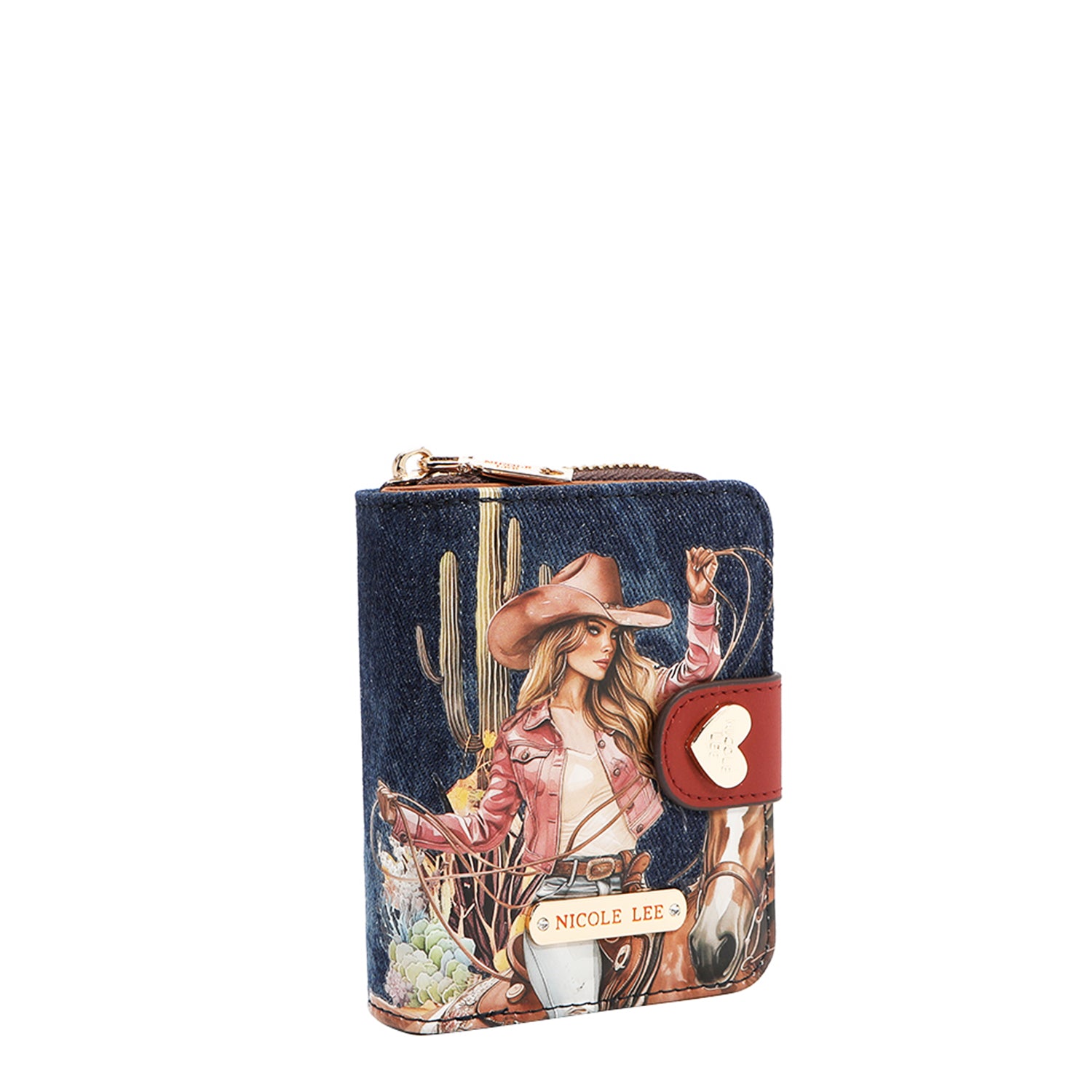 PORTAFOGLIO PIEGHEVOLE A FORMA DI CUORE IN DENIM (<tc>SOFIA MONTANA</tc>)