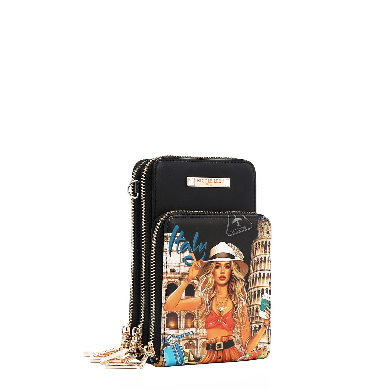 Multi-Zip Phone Case Crossbody with Universal Phone Size