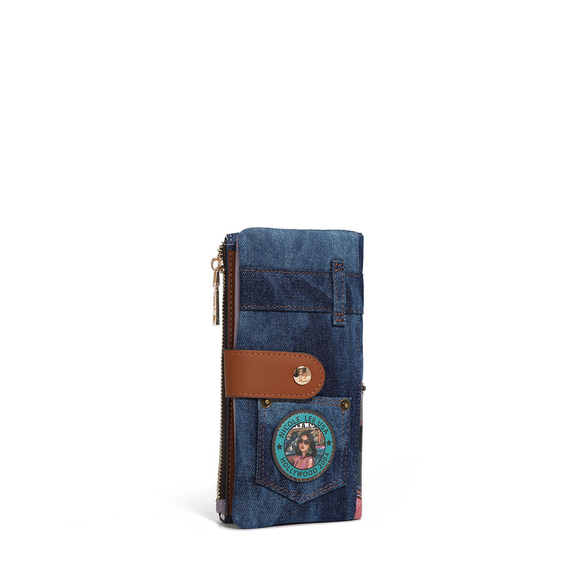 CARTERA PLEGABLE AMANDA 2 PIEZAS DE DENIM (HOLLYWOOD DRIVE)