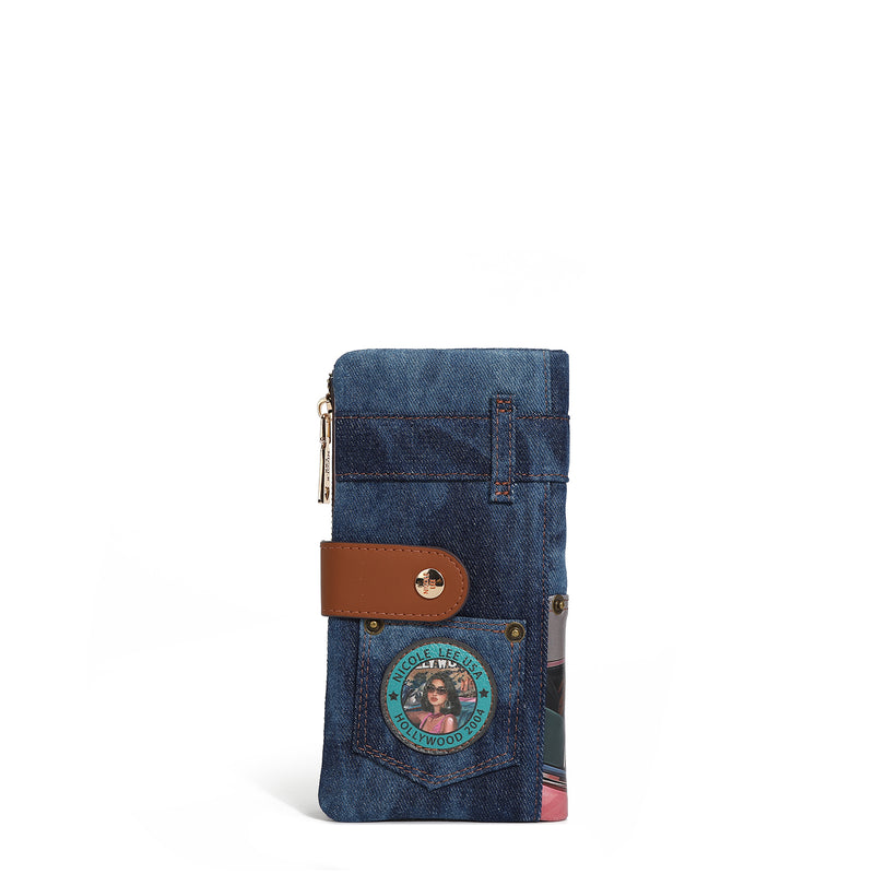 CARTERA PLEGABLE AMANDA 2 PIEZAS DE DENIM (HOLLYWOOD DRIVE)