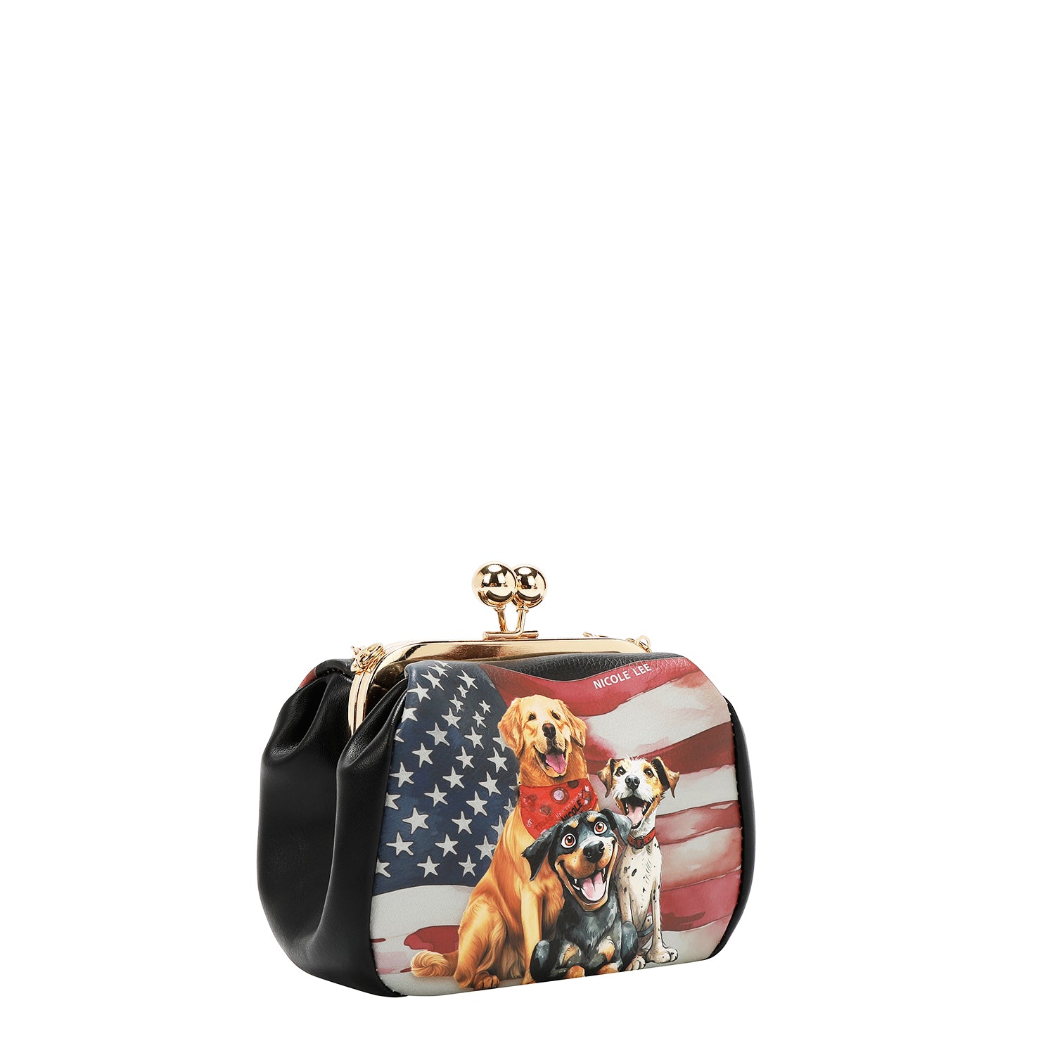 Kiss Lock Crossbody Mini Bag with Embellishments and Includes