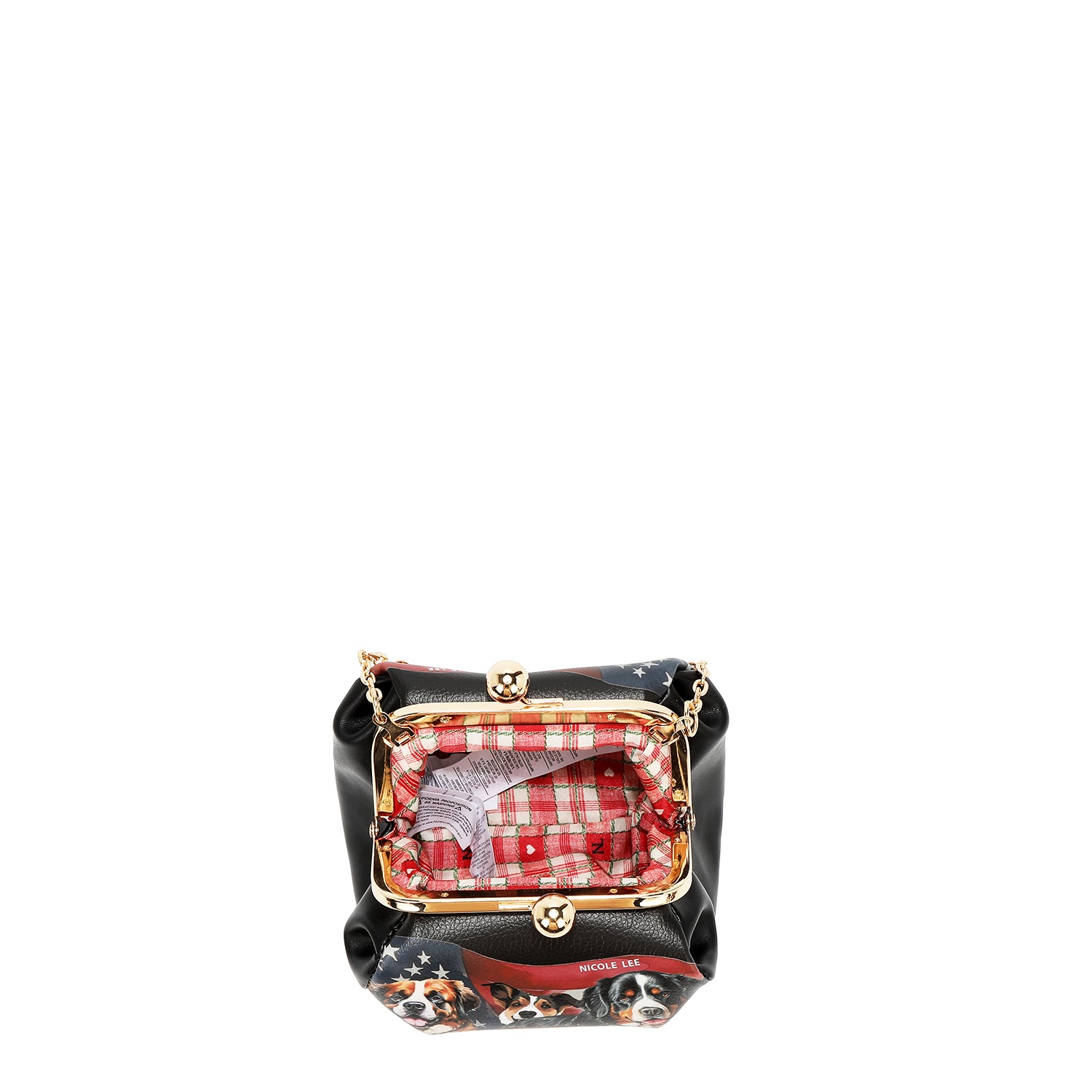 Kiss Lock Crossbody Mini Bag with Embellishments and Includes