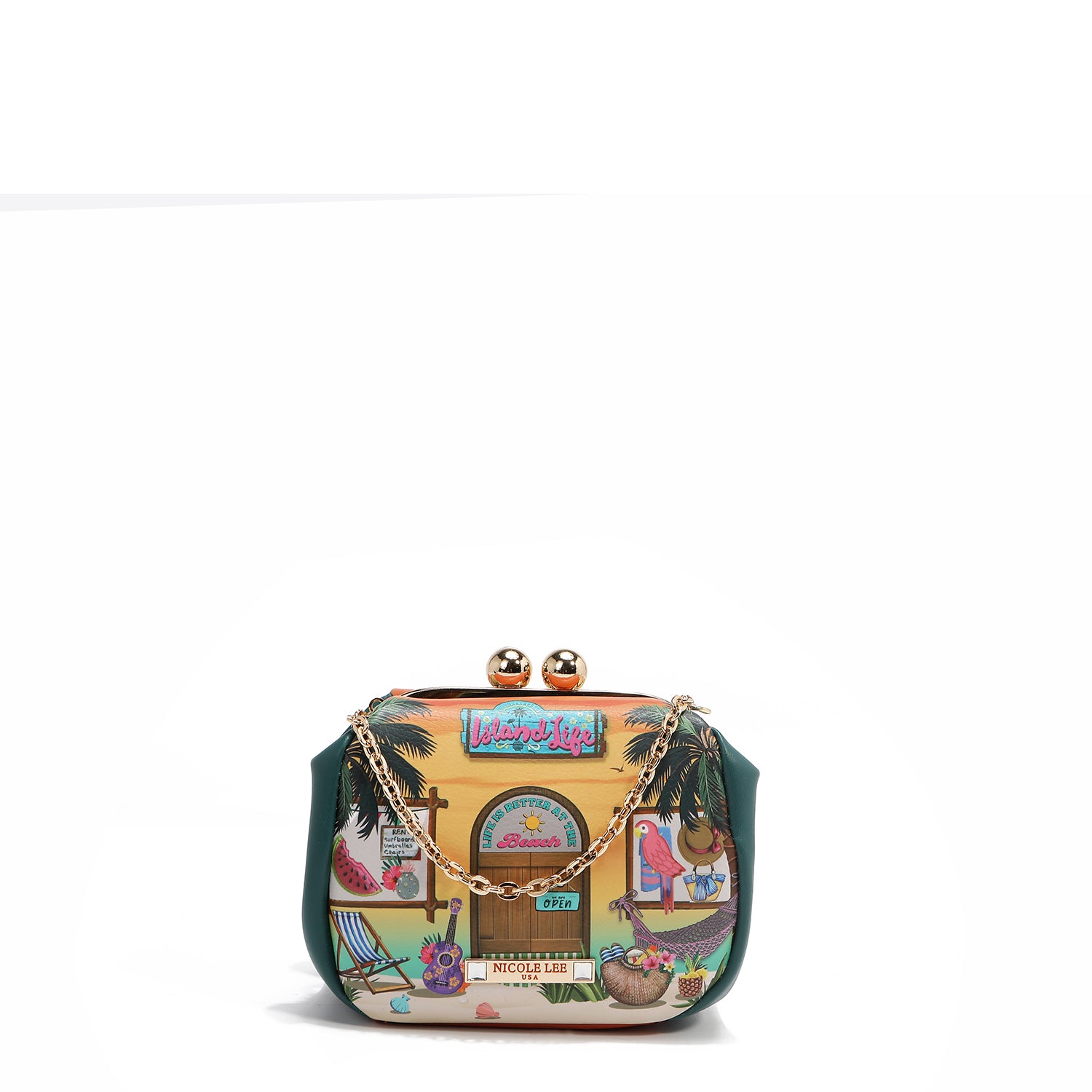 MINI BORSA A TRACOLLA CON CHIUSURA KISS LOCK (<tc>SUN & SAND</tc>)