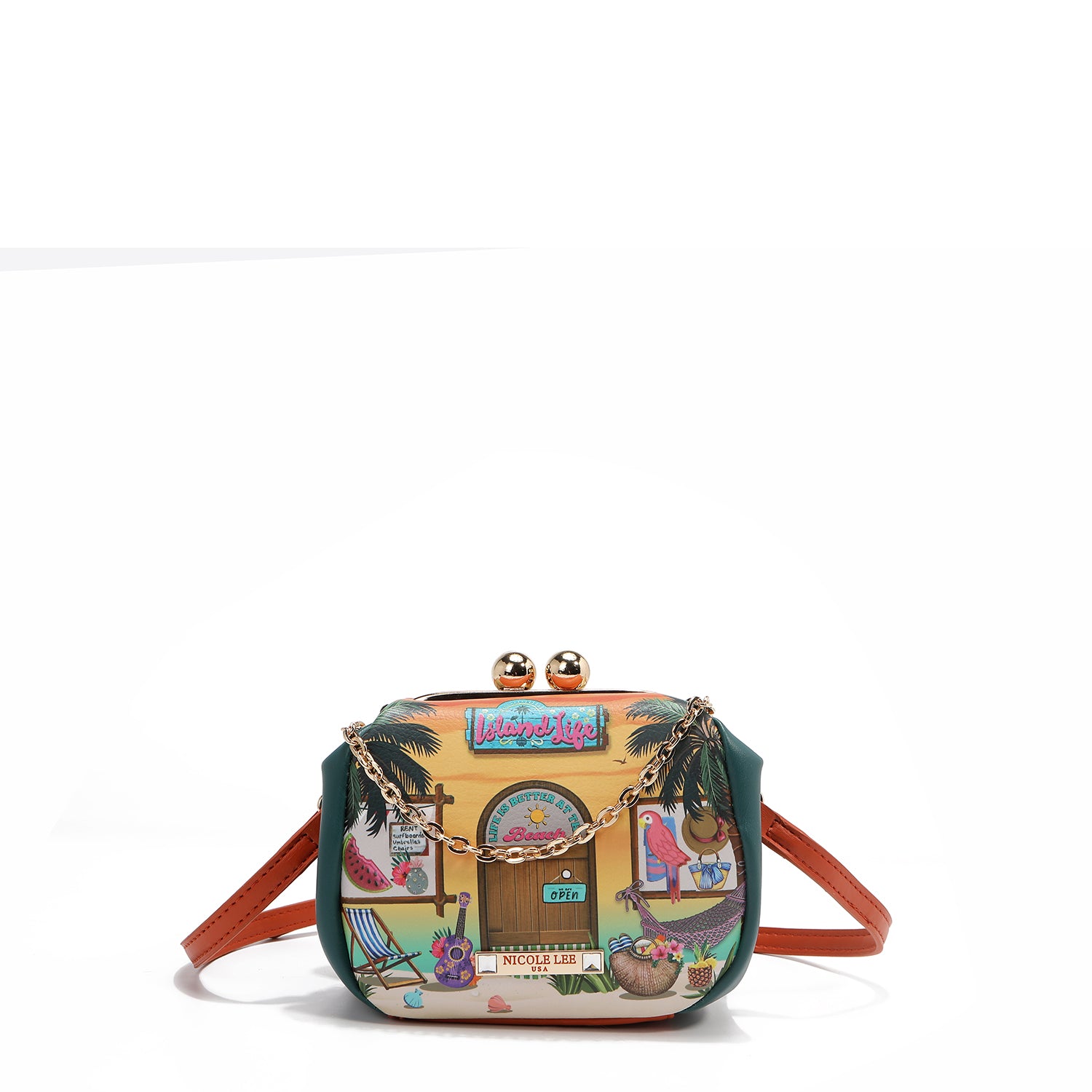 MINI BORSA A TRACOLLA CON CHIUSURA KISS LOCK (<tc>SUN & SAND</tc>)