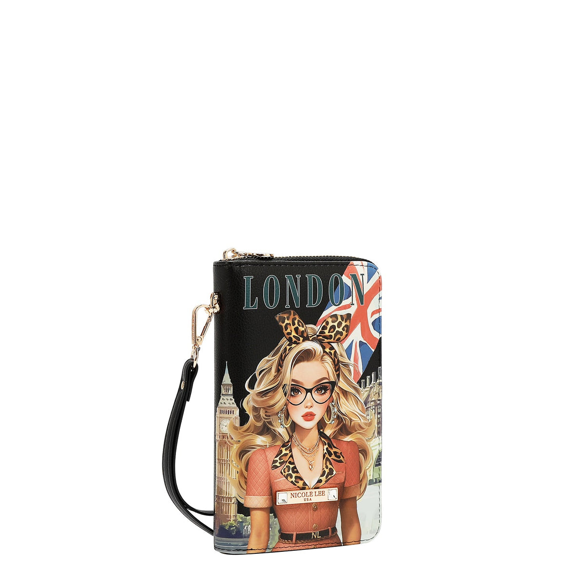 FUNDA DE PASAPORTE TIPO CARTERA (LONDON EYE - NEGRO)
