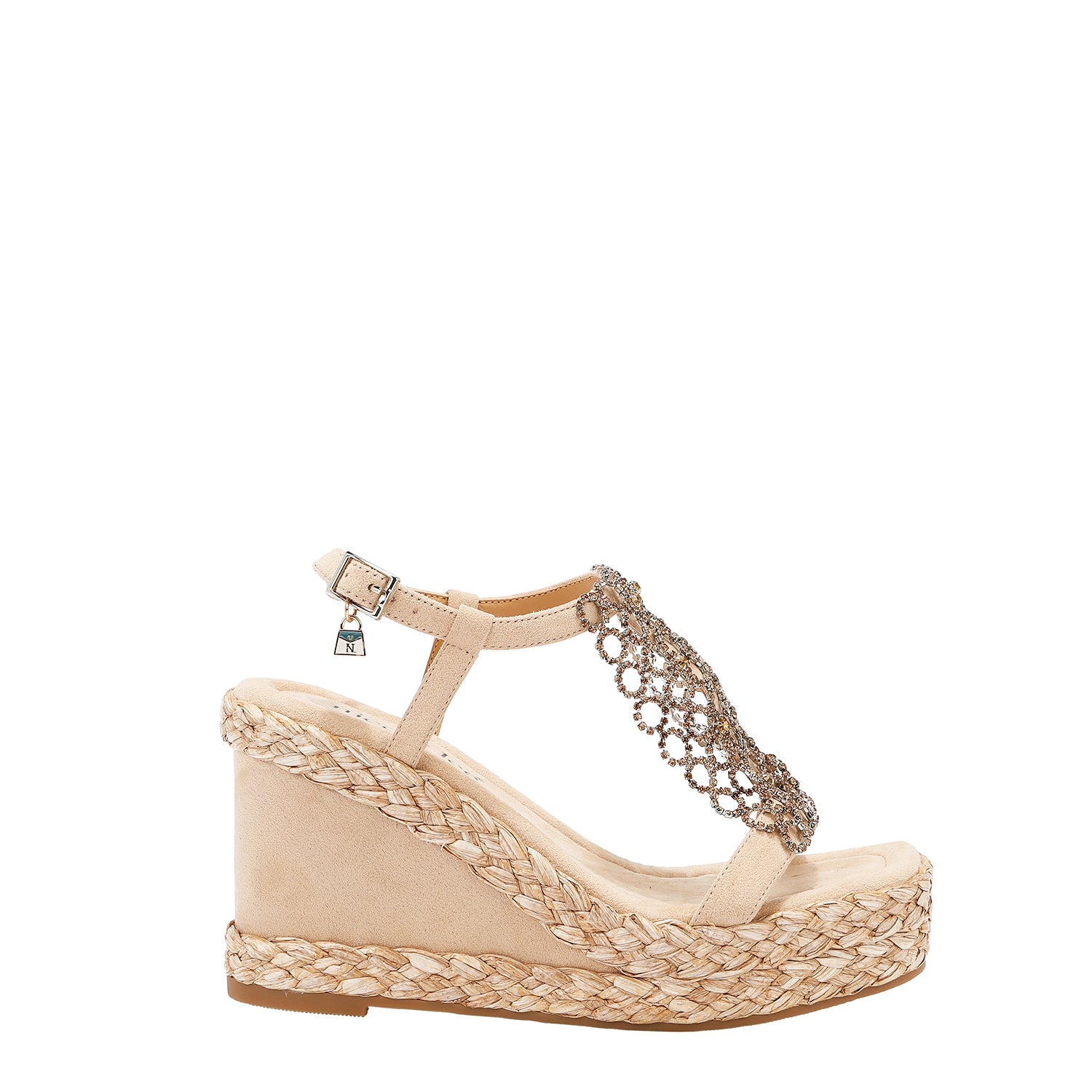SANDALIA CON PLATAFORMA Y CADENA DE CRISTA (NATURAL)