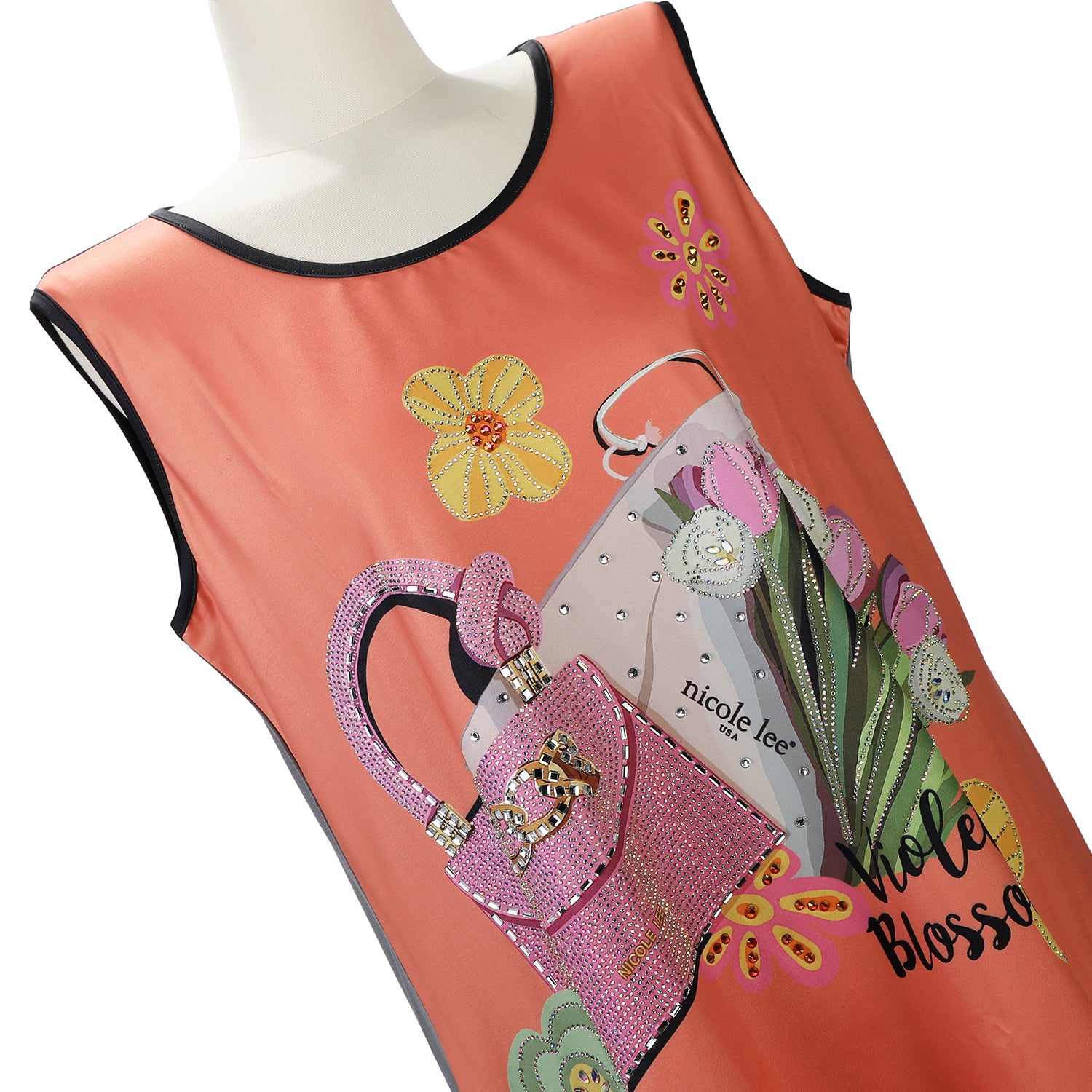 NICOLE LEE TUNICA TOP WITH SPARKLES (<tc>VIOLET BLOSSOM</tc>)