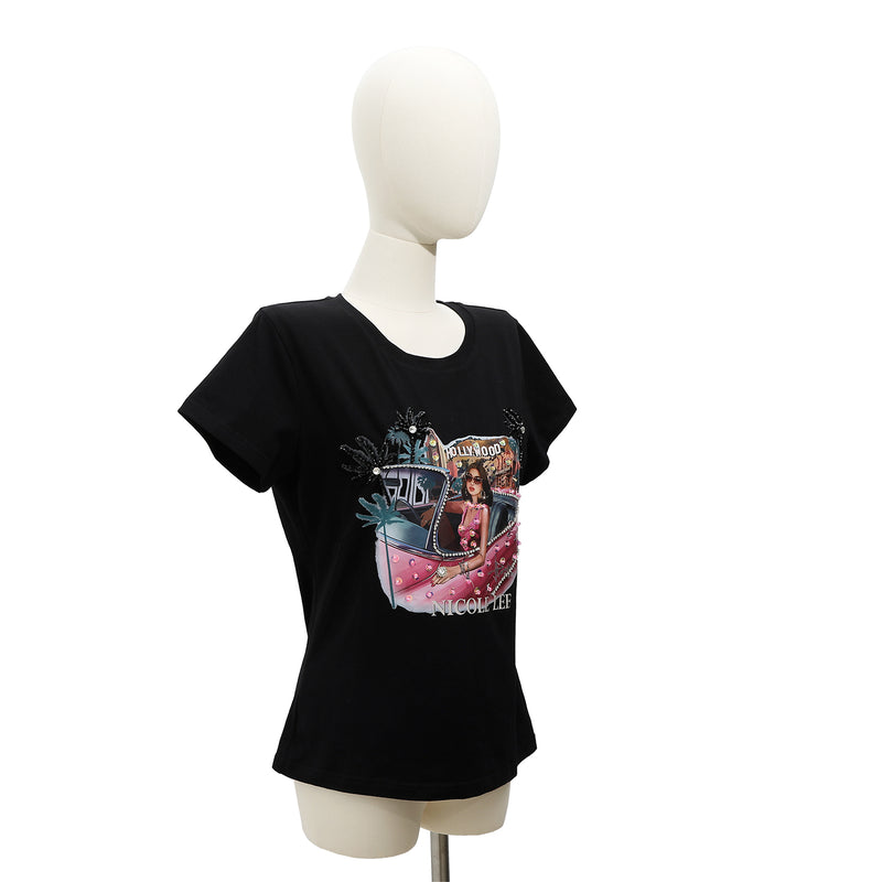 NICOLE LEE FASHION T-SHIRT WITH GLITTER (<tc>HOLLYWOOD DRIVE</tc> )