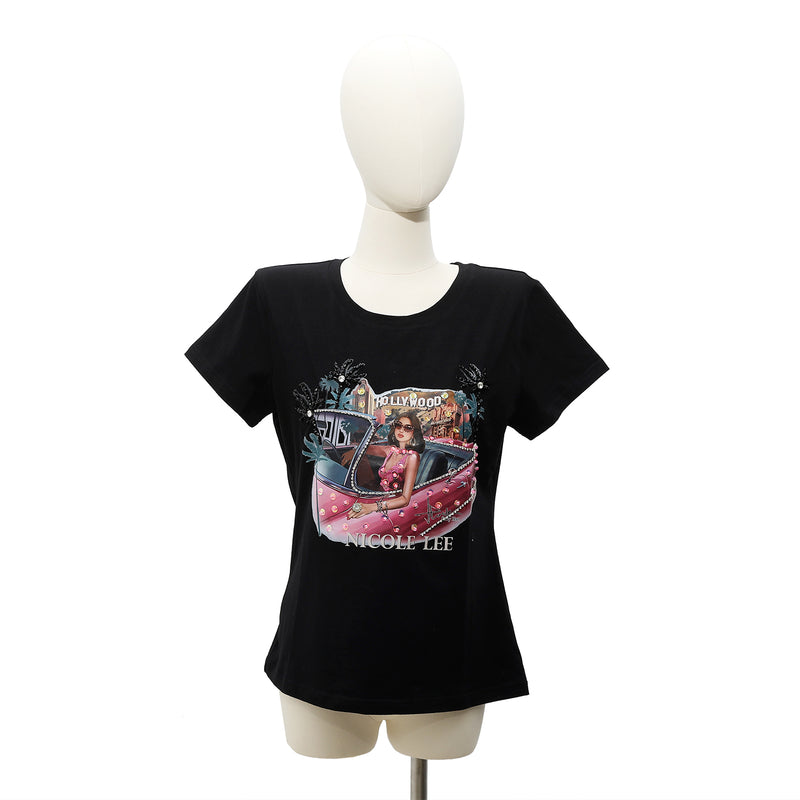 NICOLE LEE FASHION T-SHIRT WITH GLITTER (<tc>HOLLYWOOD DRIVE</tc> )