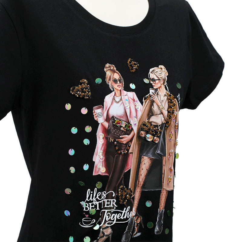 T-SHIRT NICOLE LEE FASHION COM GLITTER (<tc>LADIES NIGHT OUT</tc>)