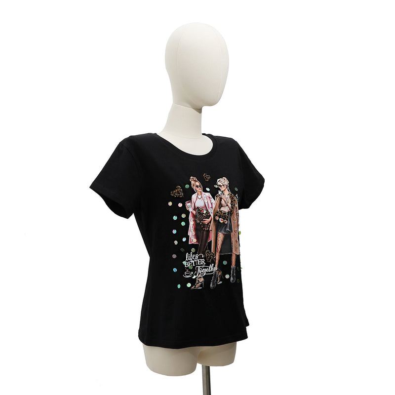 T-SHIRT NICOLE LEE FASHION COM GLITTER (<tc>LADIES NIGHT OUT</tc>)