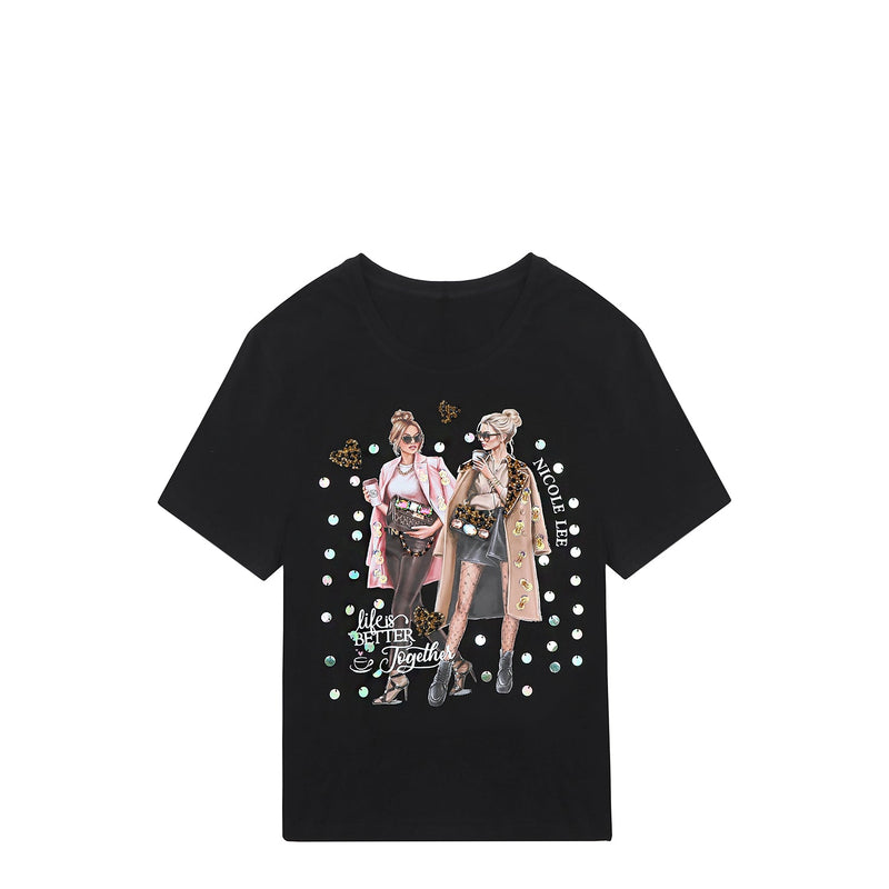 T-SHIRT NICOLE LEE FASHION COM GLITTER (<tc>LADIES NIGHT OUT</tc>)