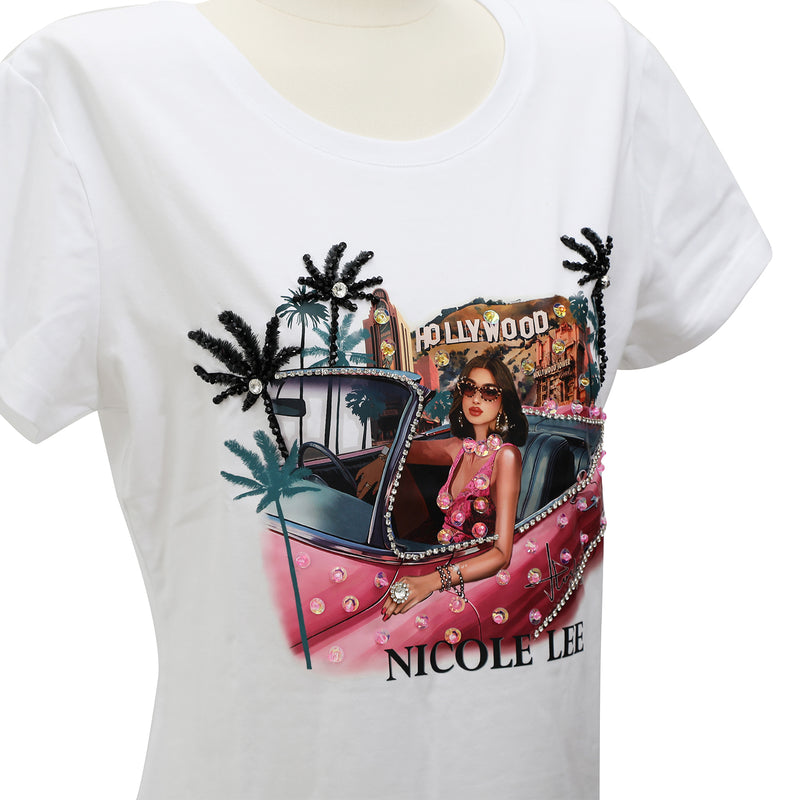 NICOLE LEE FASHION T-SHIRT WITH GLITTER (<tc>HOLLYWOOD DRIVE</tc> )