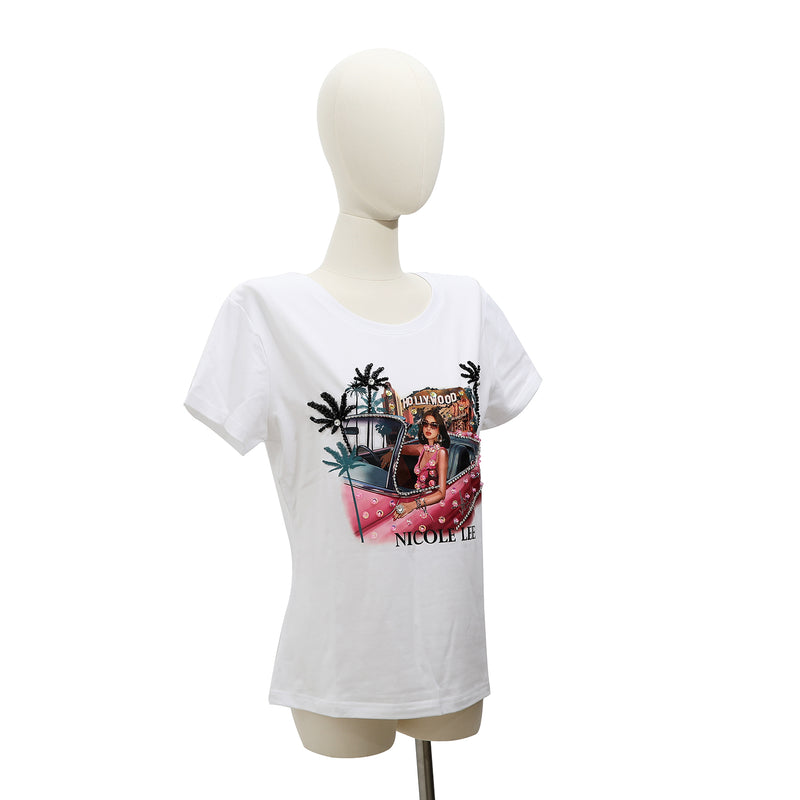 NICOLE LEE FASHION T-SHIRT WITH GLITTER (<tc>HOLLYWOOD DRIVE</tc> )