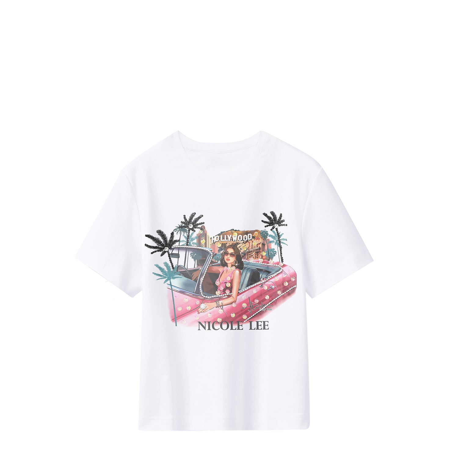 T-SHIRT ALLA MODA NICOLE LEE CON BRILLANTINI (<tc>HOLLYWOOD DRIVE</tc>)