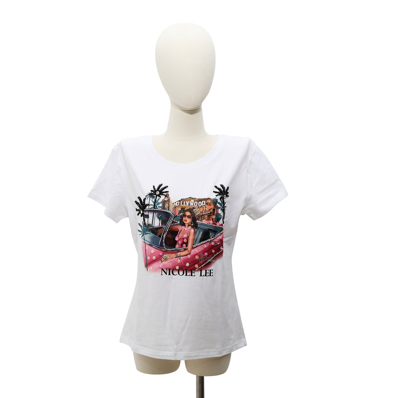 NICOLE LEE FASHION T-SHIRT WITH GLITTER (<tc>HOLLYWOOD DRIVE</tc> )