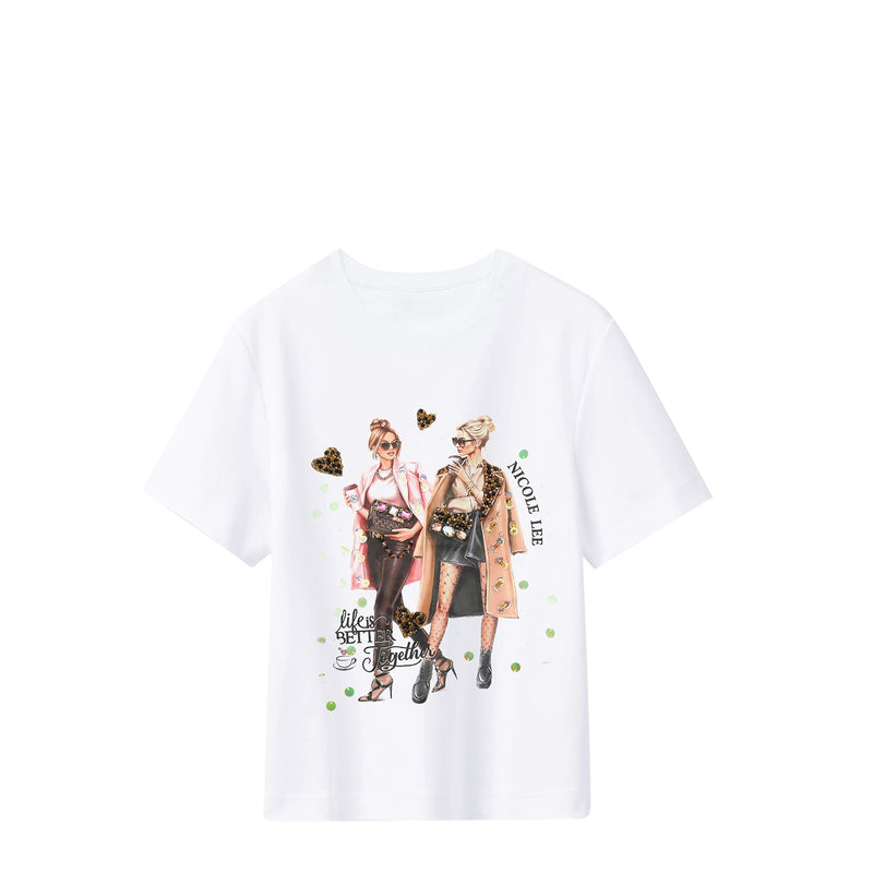 T-SHIRT NICOLE LEE FASHION COM GLITTER (<tc>LADIES NIGHT OUT</tc>)