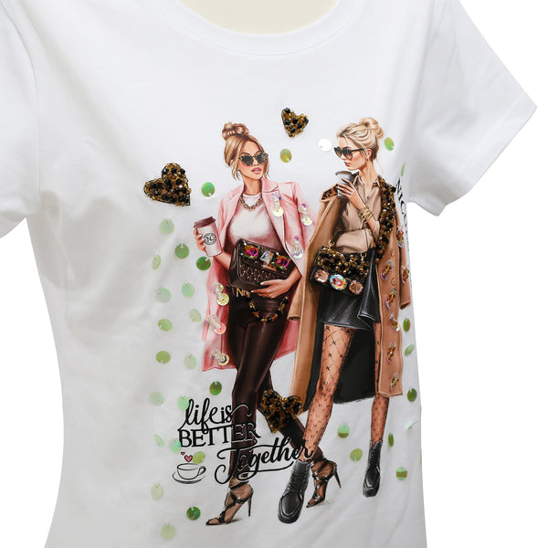 NICOLE LEE FASHION T-SHIRT MIT GLITZER (<tc>LADIES NIGHT OUT</tc>)